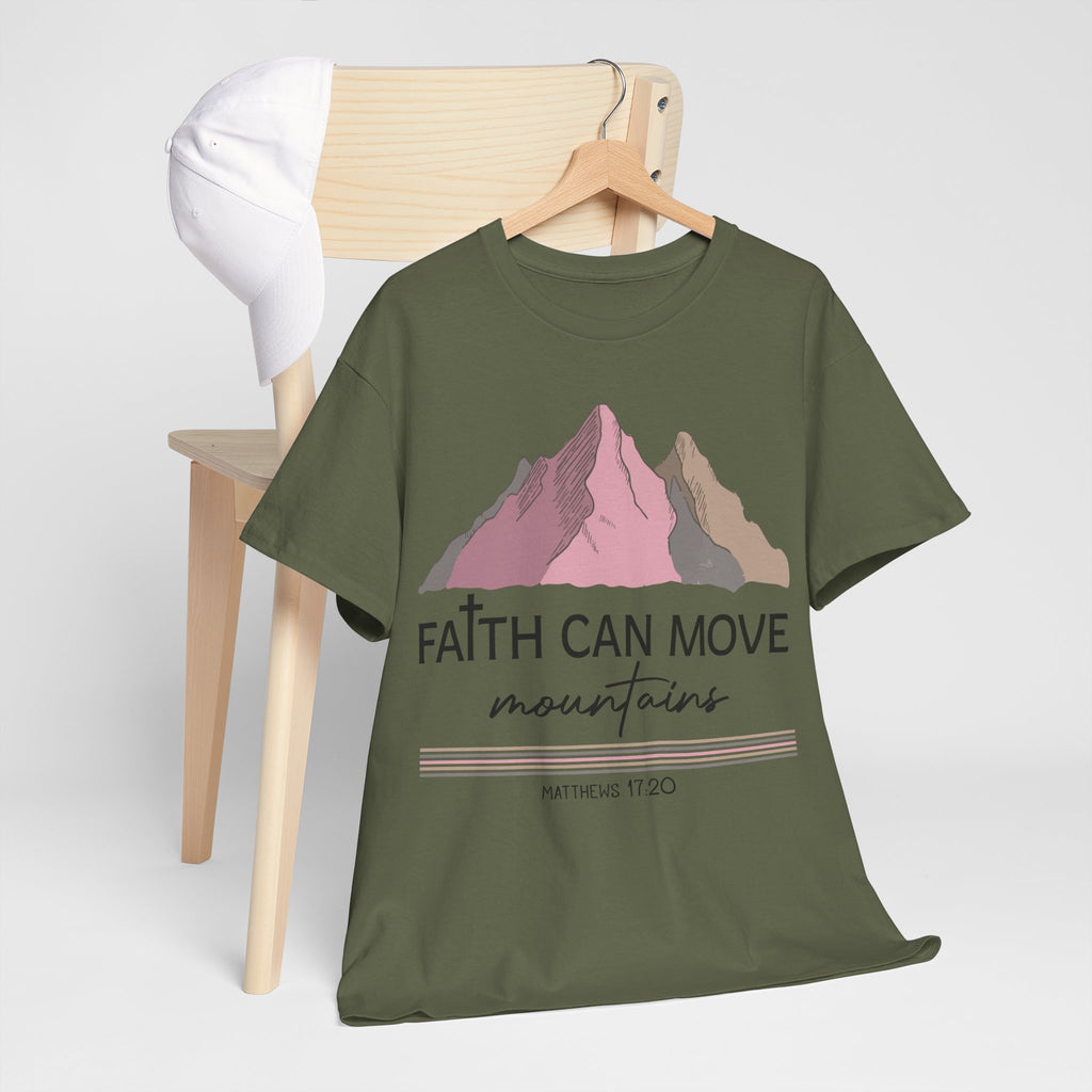 Faith Can Move Mountains Mountain Tee — Pastel Inspirational Christian Unisex Cotton T-Shirt