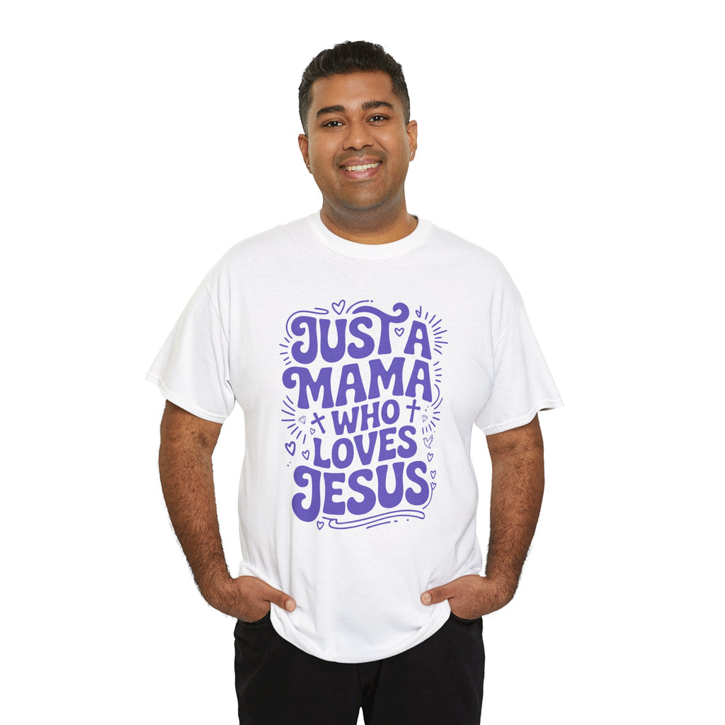 Mama Who Loves Jesus T-Shirt — Bright Green Bubbly Faith Unisex Cotton Tee