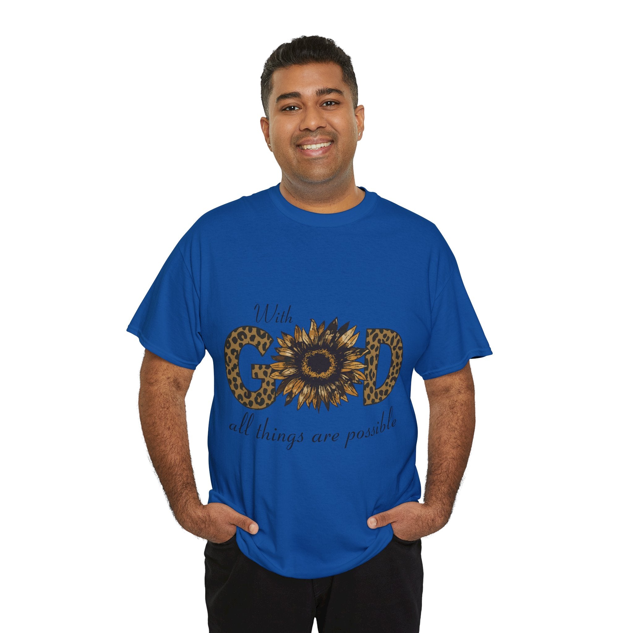 GOD Leopard Print Sunflower Unisex Cotton Tee