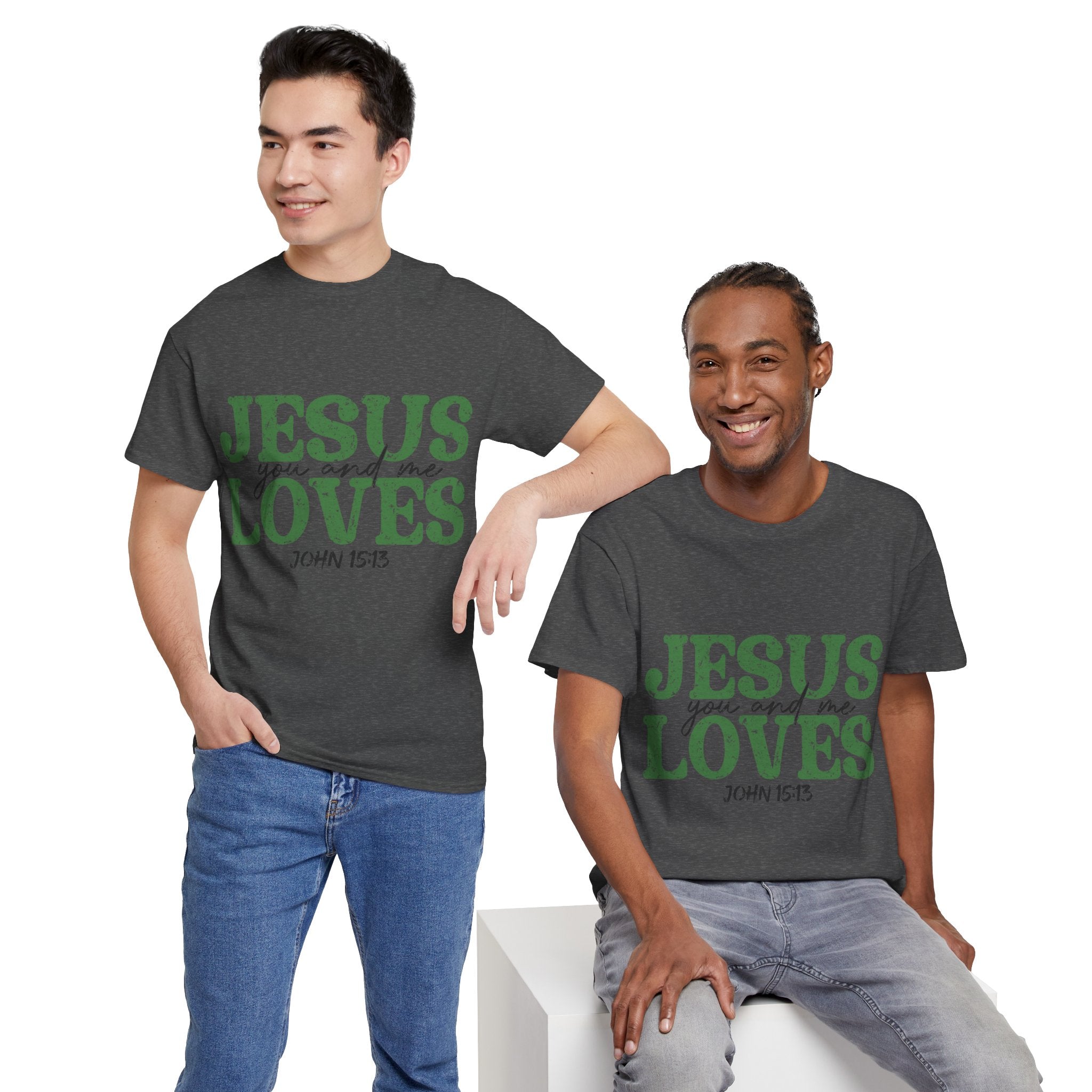 Jesus Loves Vintage Tee — Green Retro Christian Unisex Cotton T-Shirt