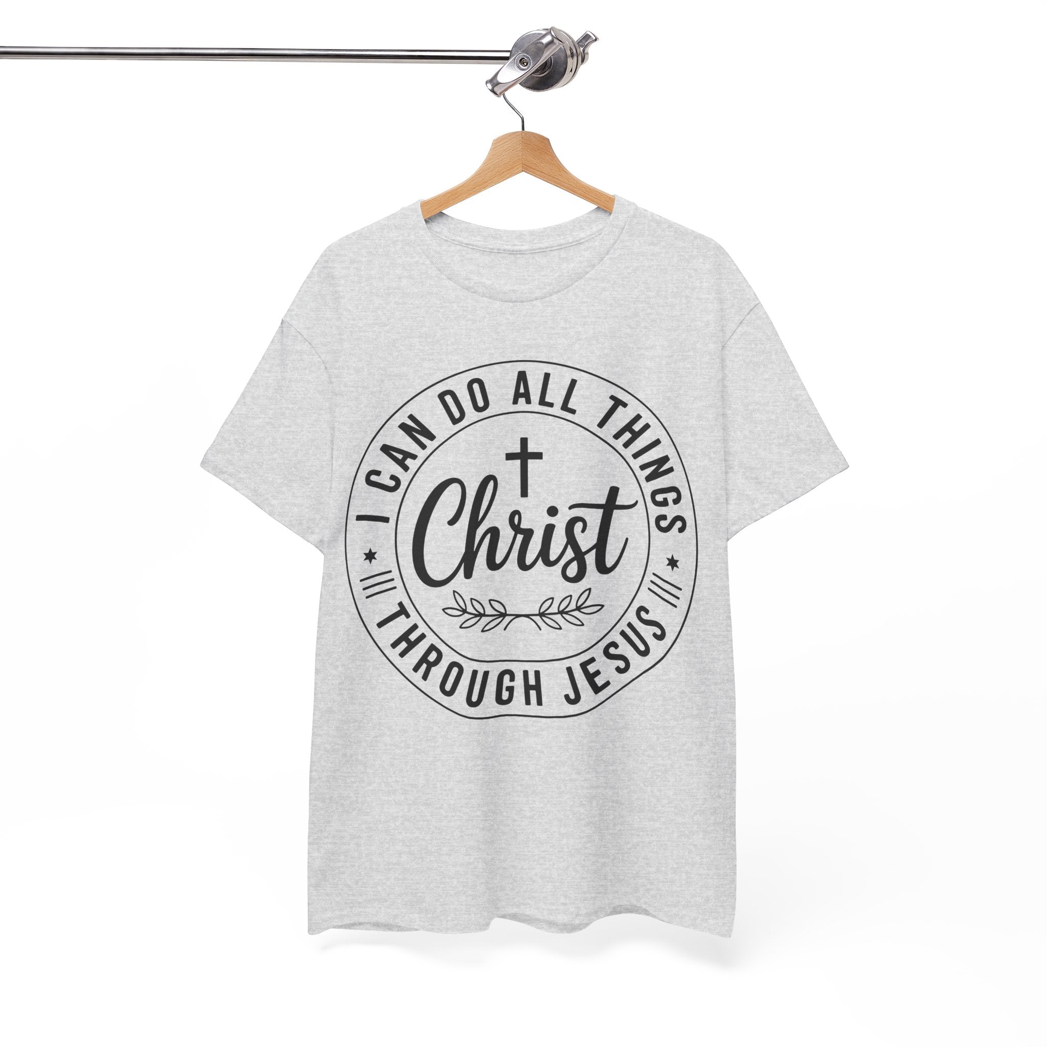 Christian Cross T‑Shirt — "I Can Do All Things Through Christ" Unisex Cotton tee