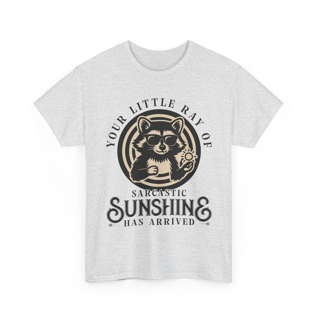 Cool Raccoon Sunglasses T-Shirt — Raccoon Holding Sun Graphic Unisex Cotton Tee