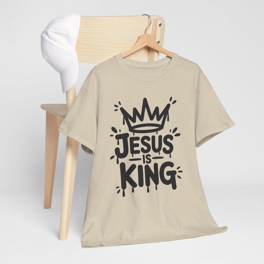 Jesus Is King Crown T-Shirt — Minimalist Christian Unisex Cotton Tee