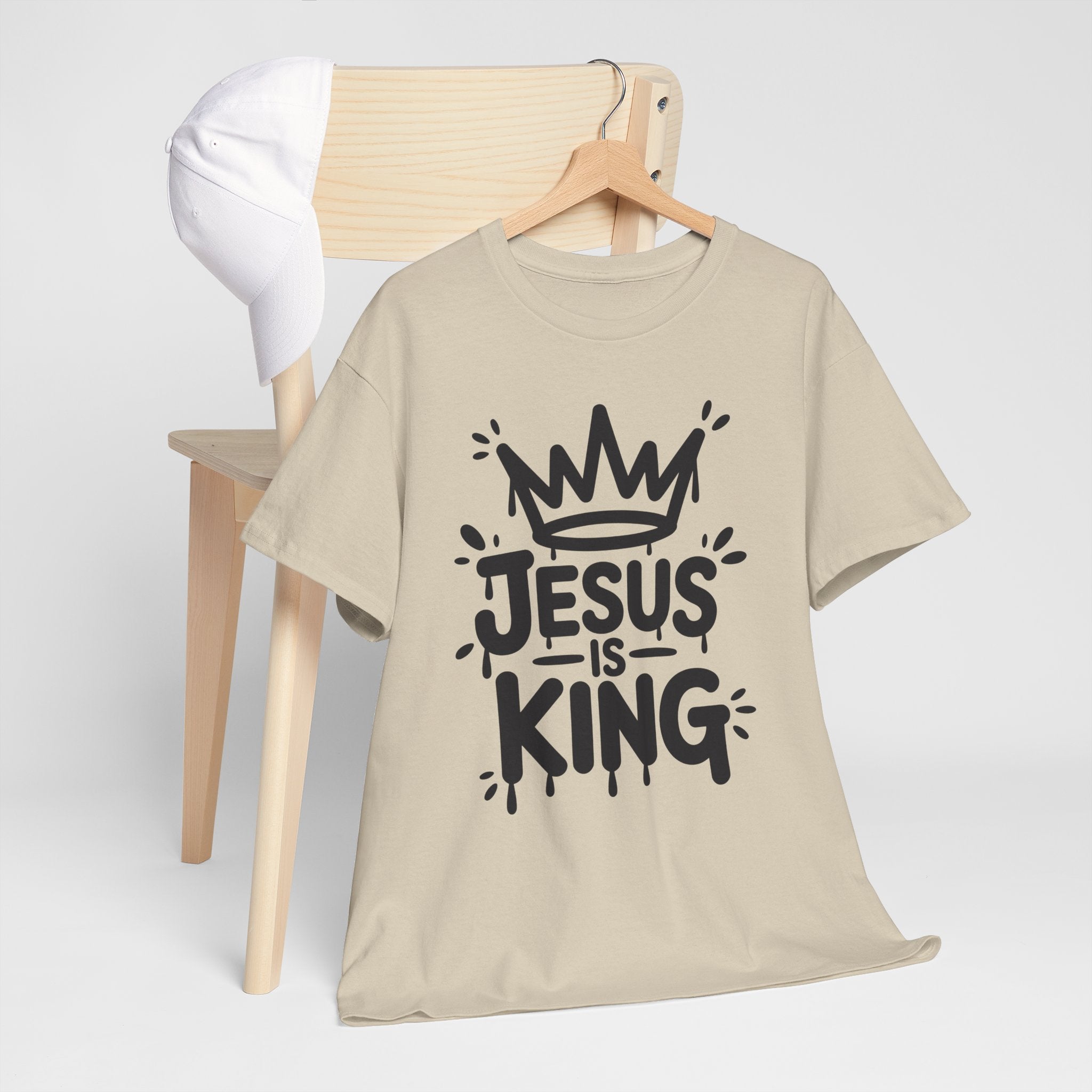 Jesus Is King Crown T-Shirt — Minimalist Christian Unisex Cotton Tee