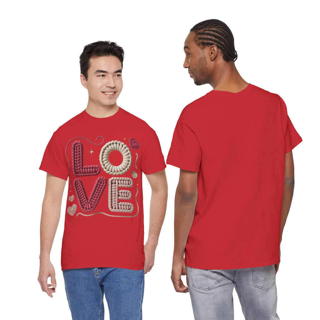 LOVE Faux Yarn Heart Unisex Cotton Tee
