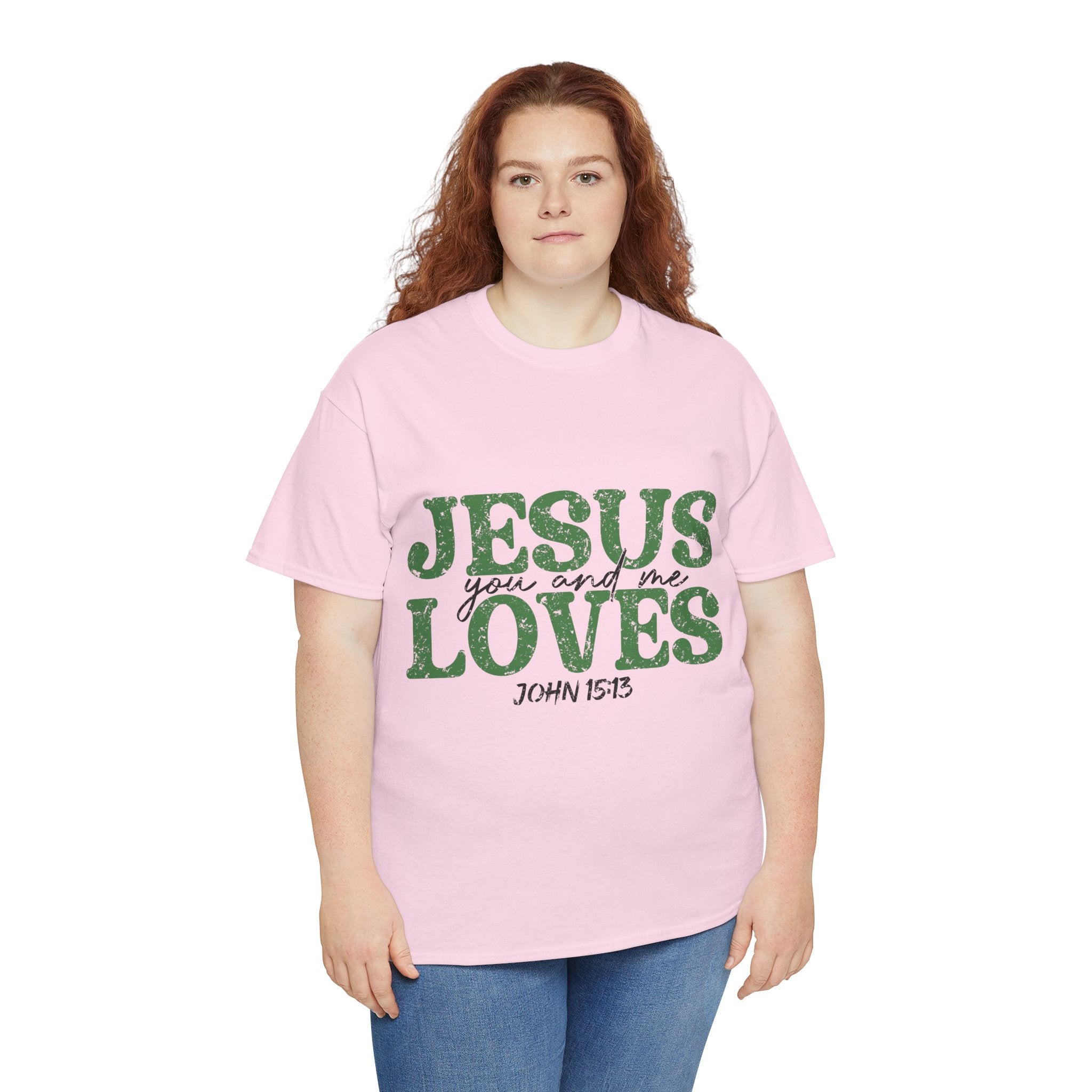 Jesus Loves Vintage Tee — Green Retro Christian Unisex Cotton T-Shirt
