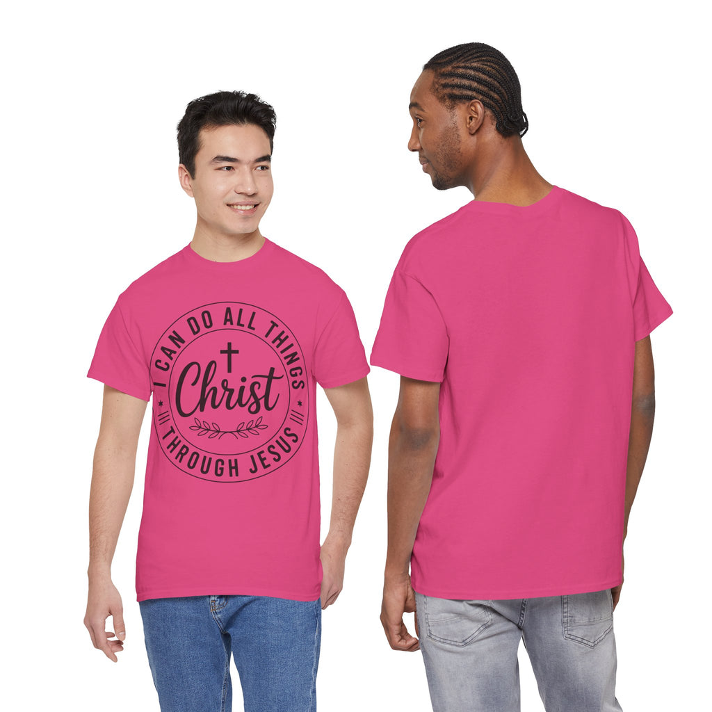 Christian Cross T‑Shirt — "I Can Do All Things Through Christ" Unisex Cotton tee