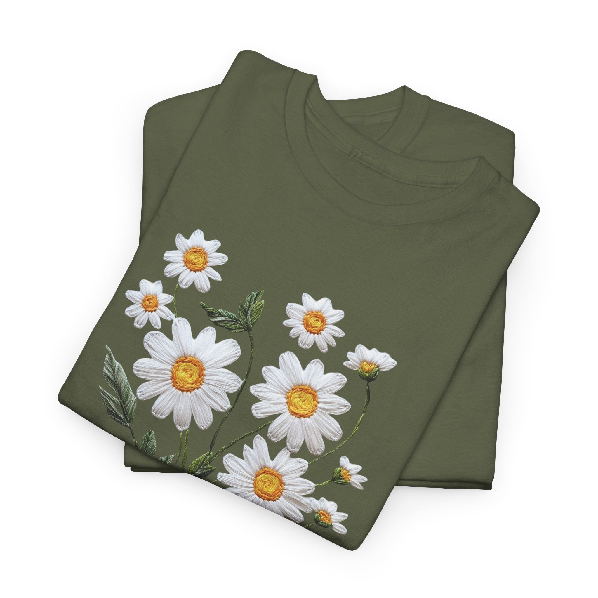 God Is Good All The Time Embroidered Daisy Unisex Cotton Tee