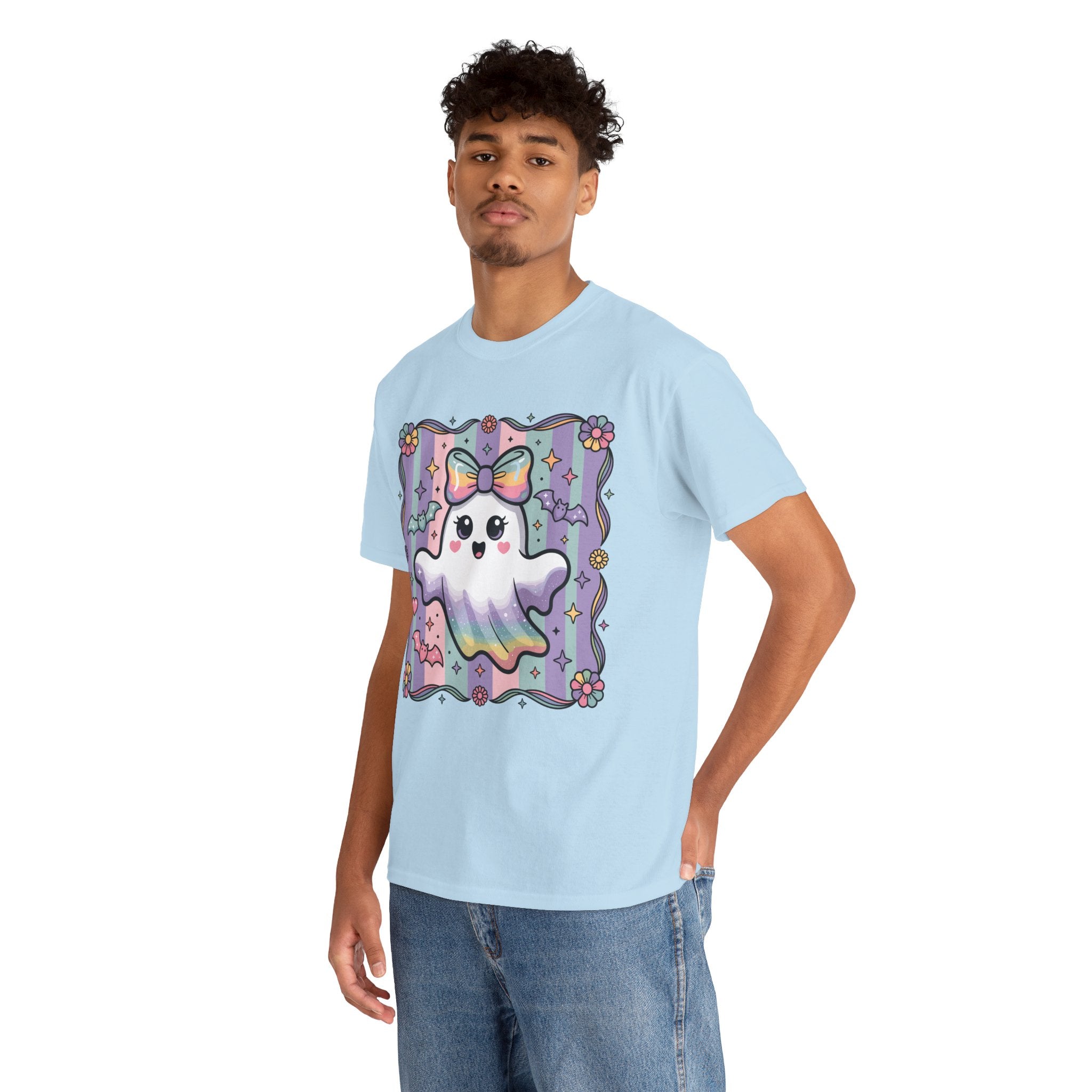 Pastel Ghost Rainbow Bow Unisex Cotton Tee