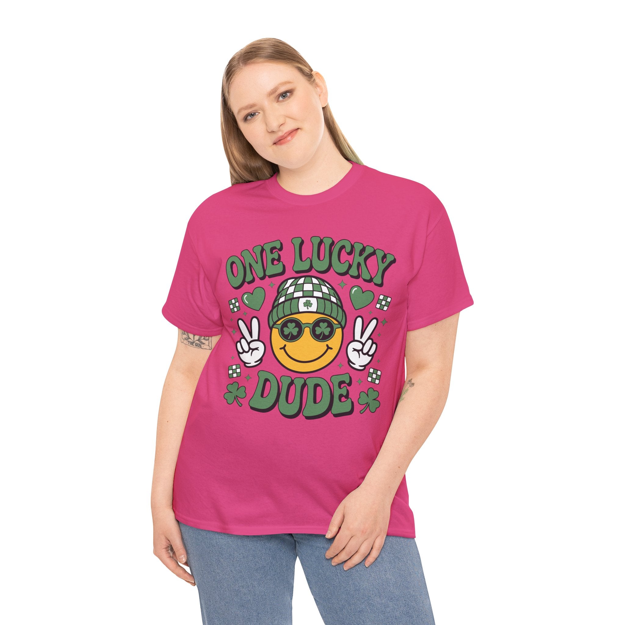One Lucky Dude Shamrock Tee — St. Patrick's Day Smiley Unisex Cotton Tshirt