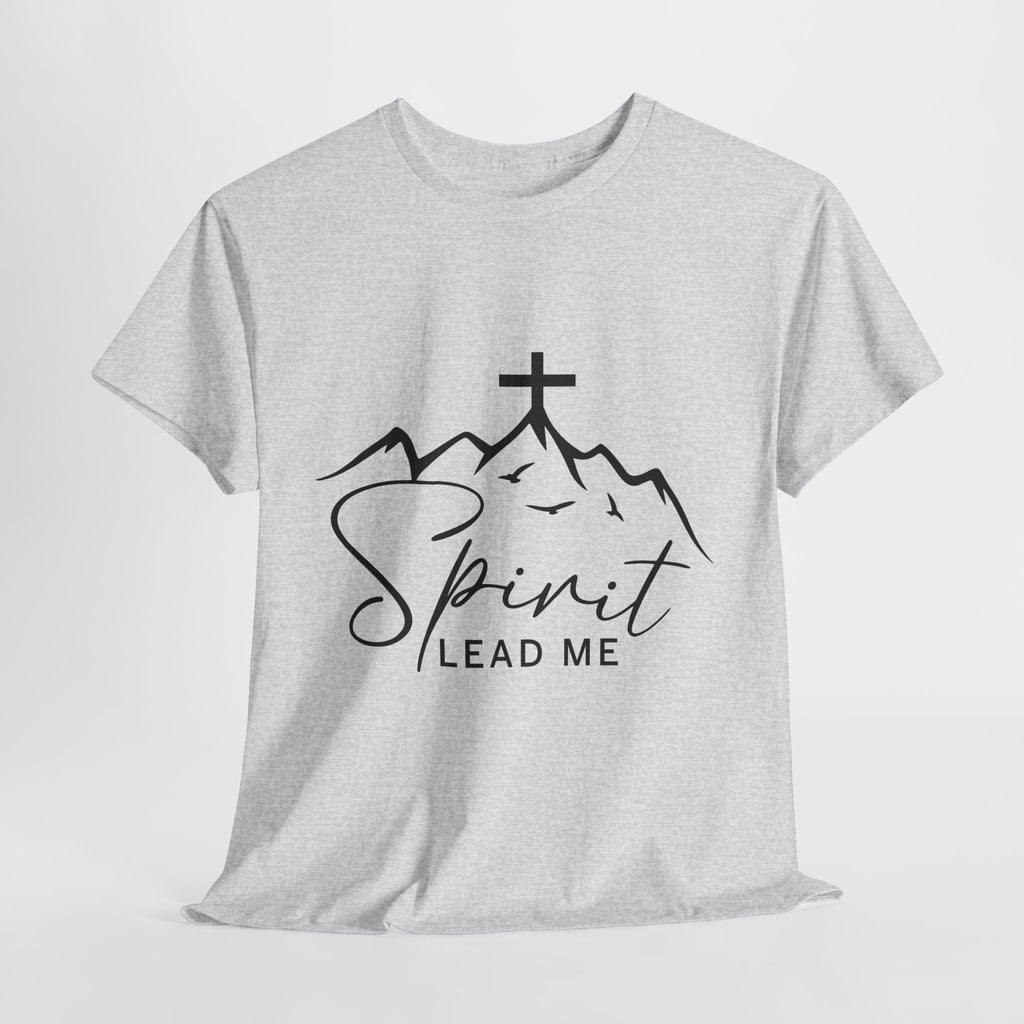 Spirit Lead Me Christian T‑Shirt — Minimalist Cross Unisex Cotton Tee