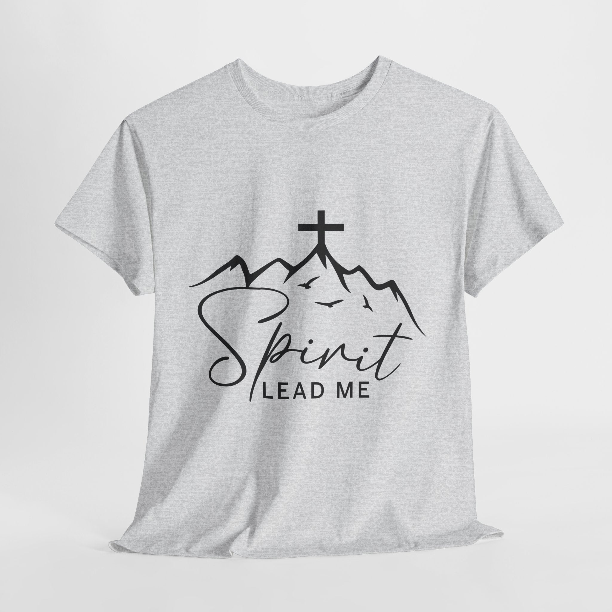 Spirit Lead Me Christian T‑Shirt — Minimalist Cross Unisex Cotton Tee