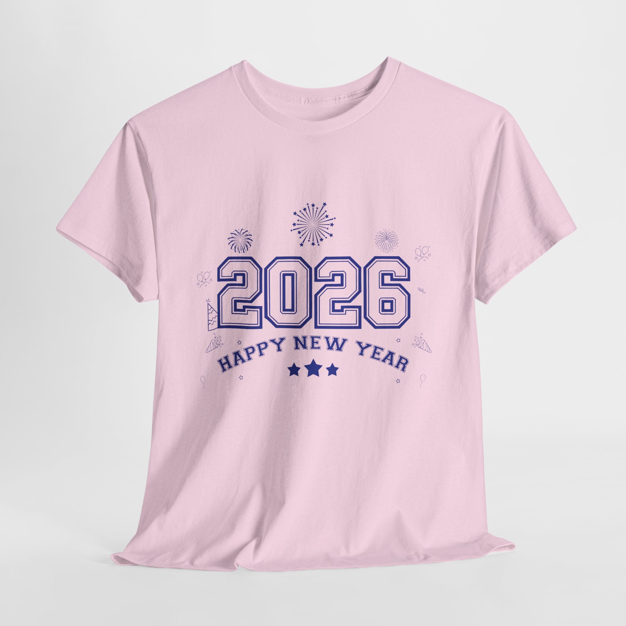 Happy New Year 2026 Varsity Tee — Fireworks & Confetti Celebration Unisex Cotton Tee