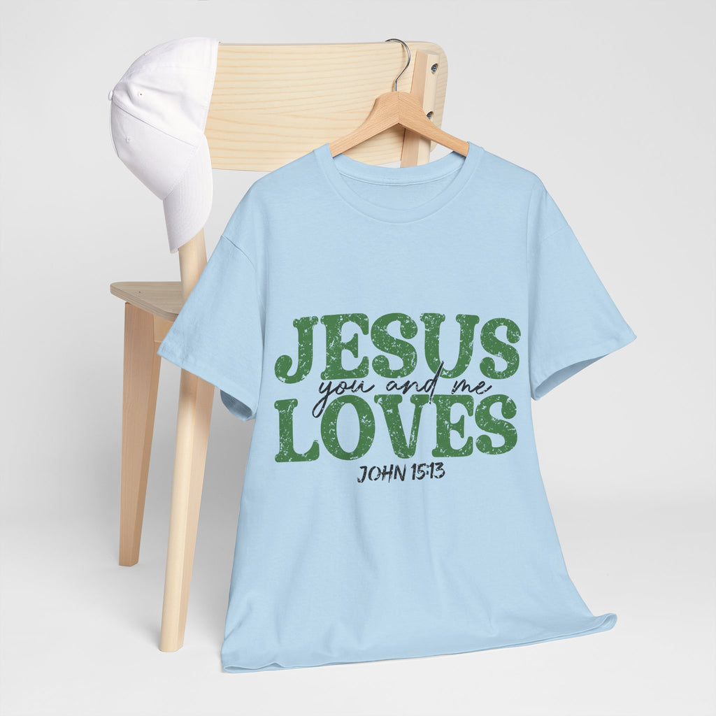 Jesus Loves Vintage Tee — Green Retro Christian Unisex Cotton T-Shirt