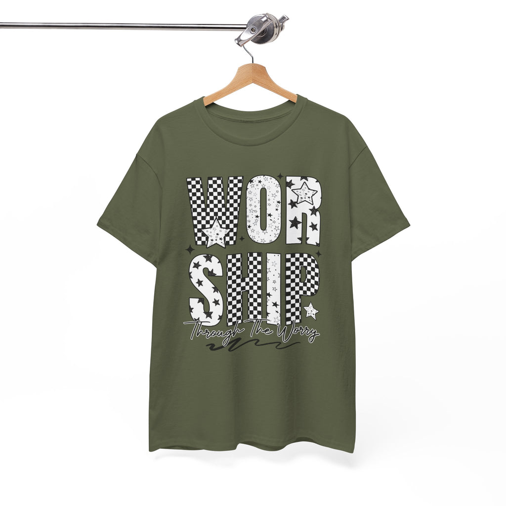 WORSHIP Through The Worry Checkerboard Unisex Cotton Tee