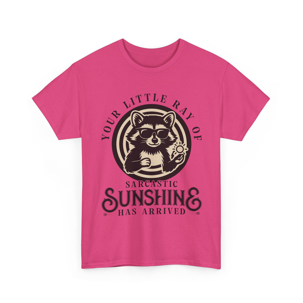 Cool Raccoon Sunglasses T-Shirt — Raccoon Holding Sun Graphic Unisex Cotton Tee