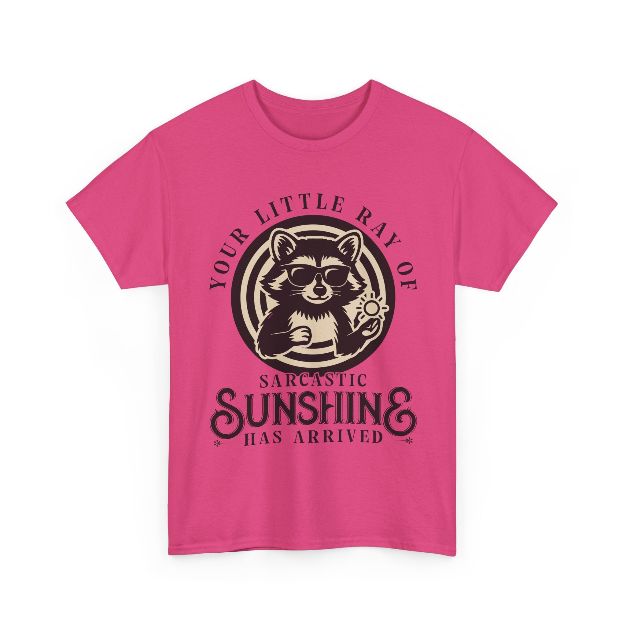 Cool Raccoon Sunglasses T-Shirt — Raccoon Holding Sun Graphic Unisex Cotton Tee