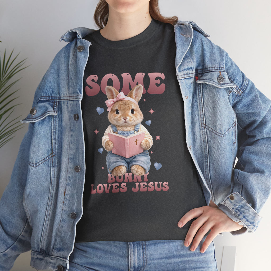 Some Bunny Loves Jesus Bunny Bible Unisex Cotton Tee