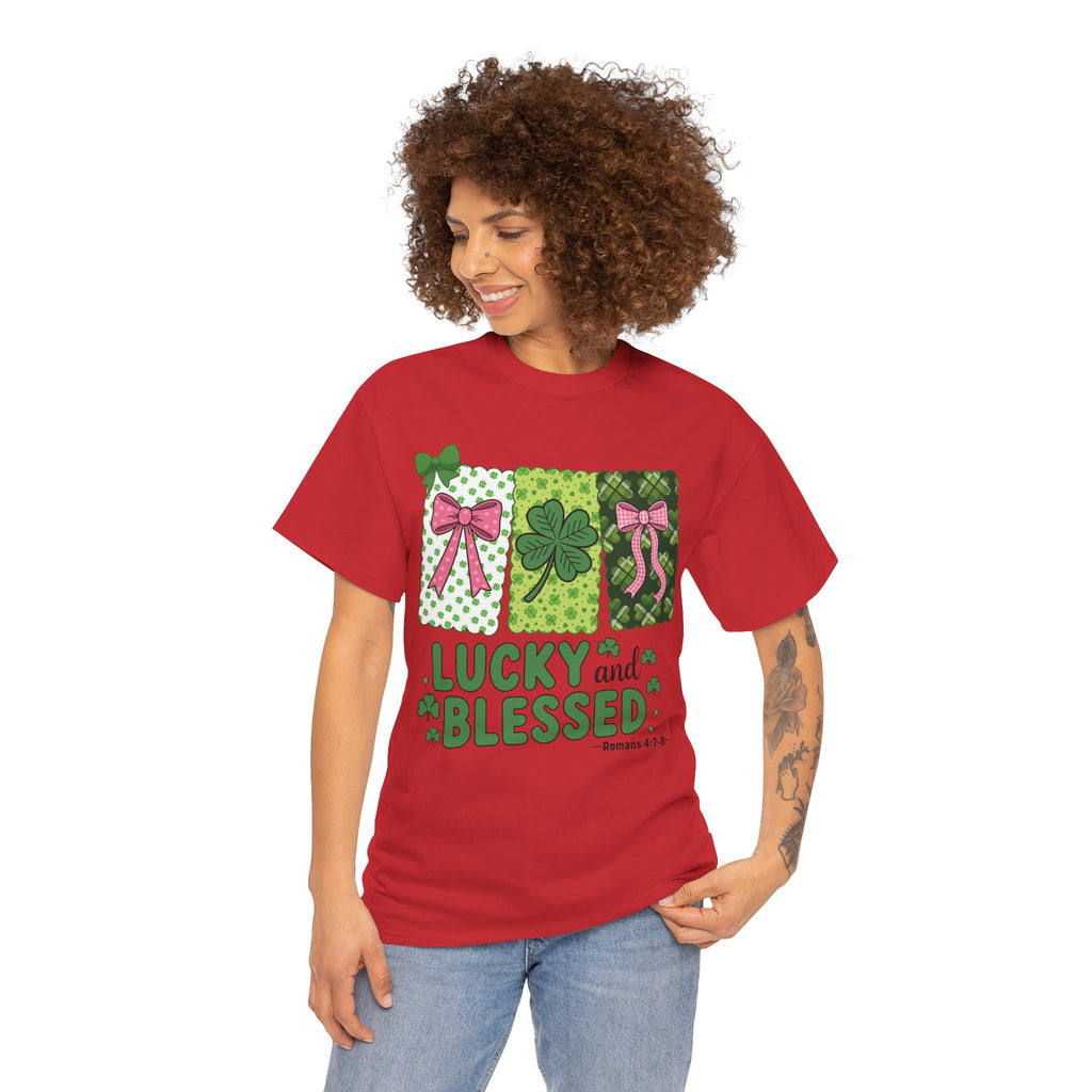 Lucky and Blessed Clover Unisex Cotton Tee