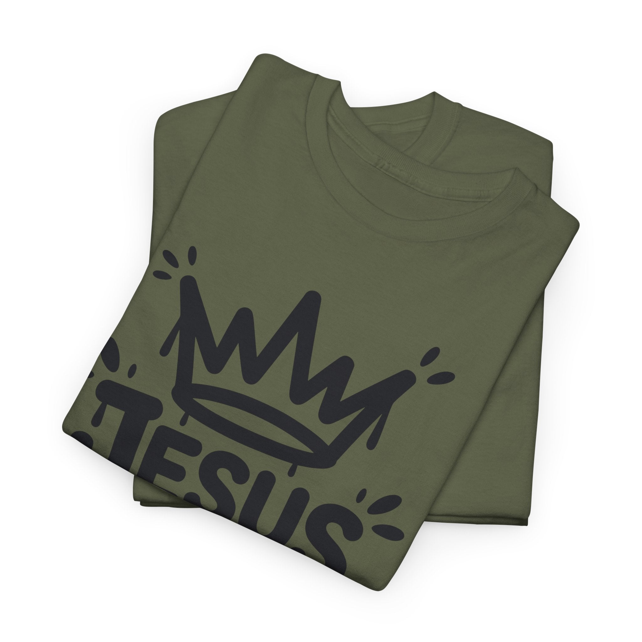 Jesus Is King Crown T-Shirt — Minimalist Christian Unisex Cotton Tee