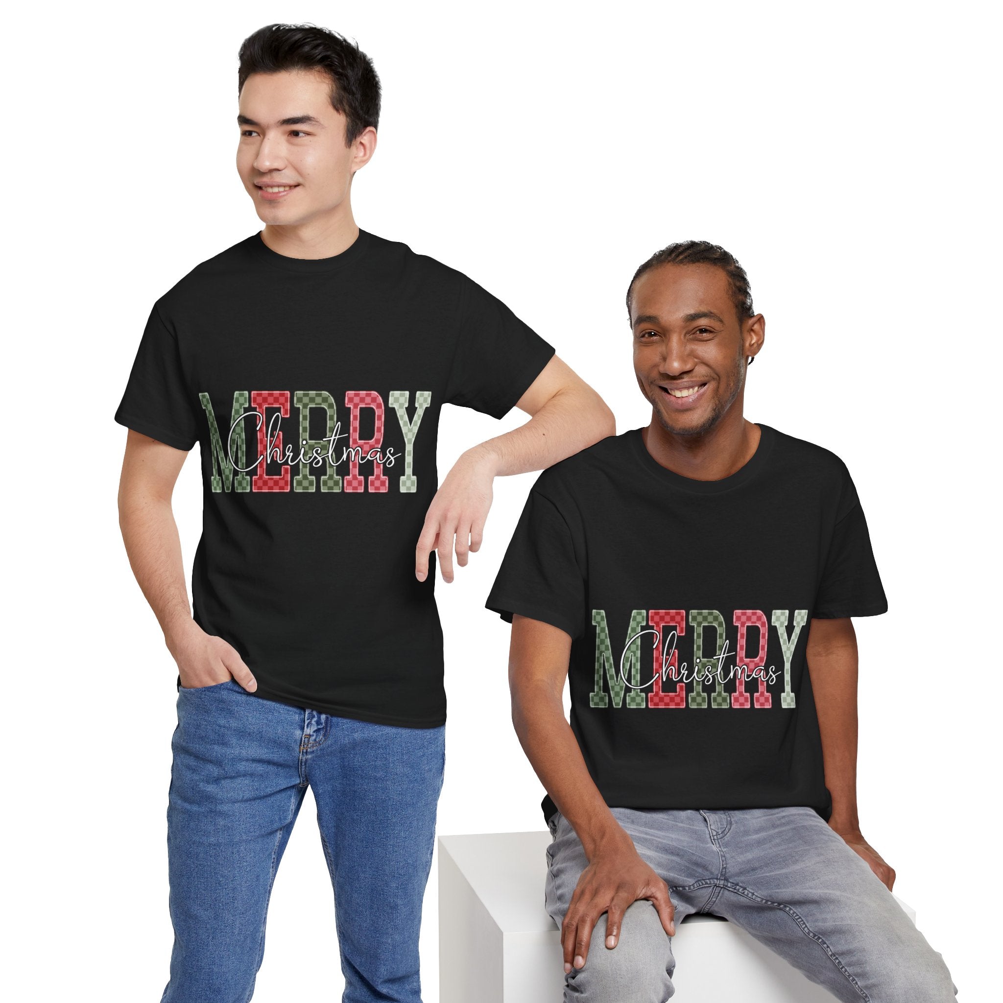 Plaid Merry Christmas Unisex Cotton Tee