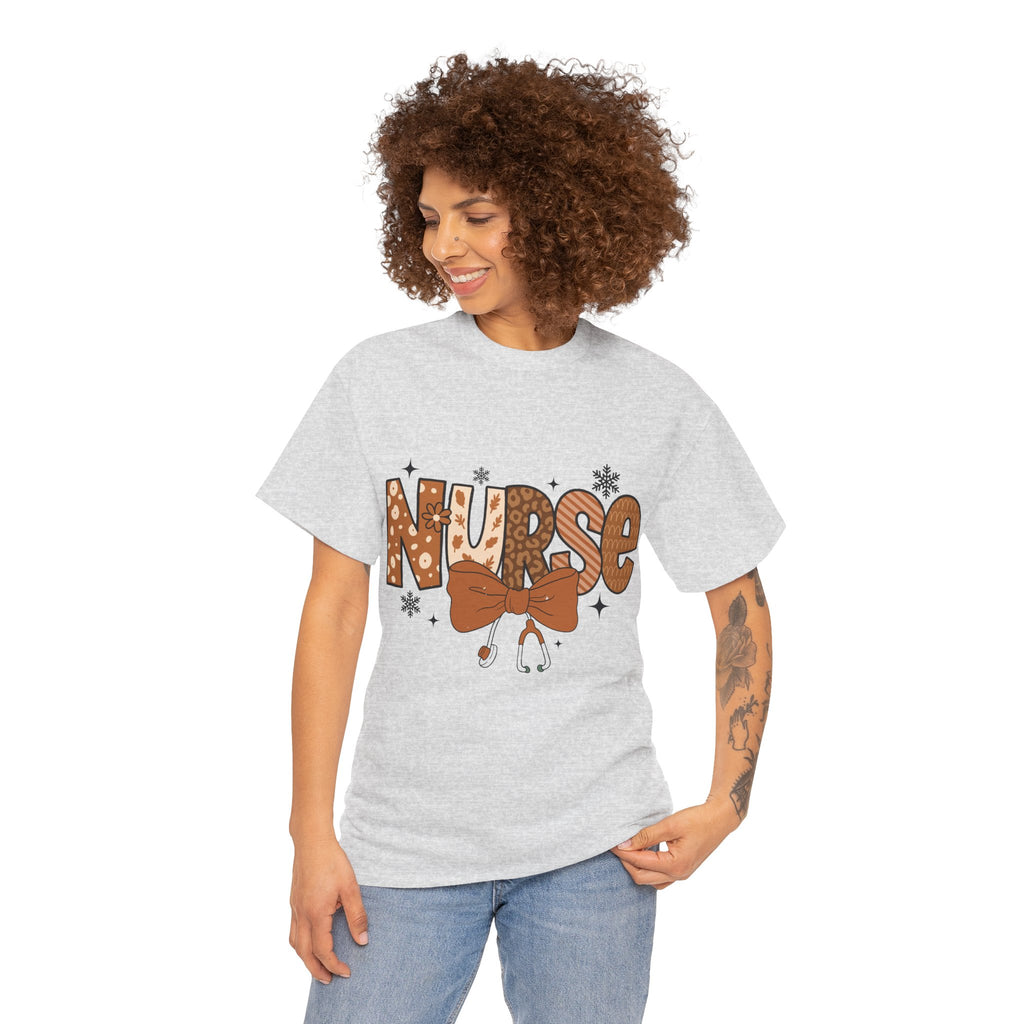 NURSE Fall Stethoscope Tee — Brown Autumn Nurse Unisex CottonT shirt