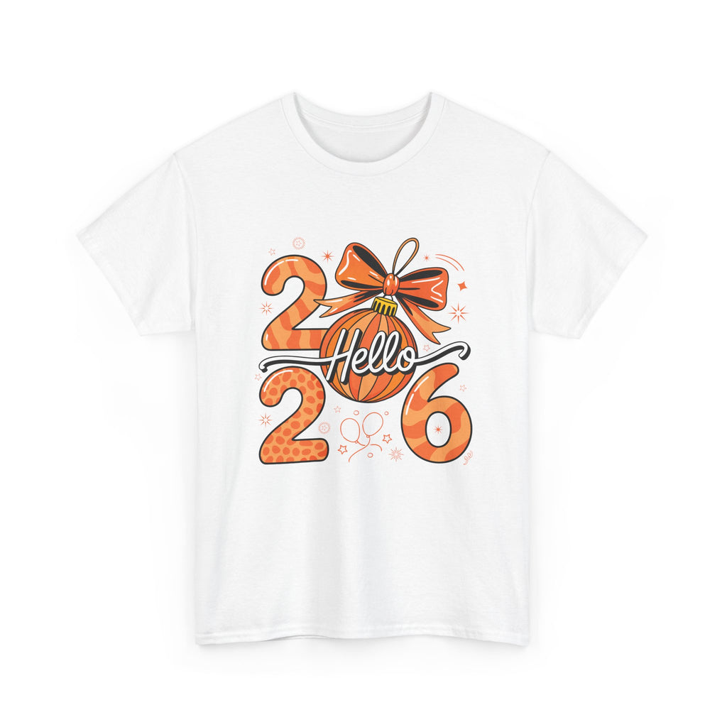 Hello 2026 Christmas Ornament Tee — Festive Orange Holiday Unisex Cotton T-Shirt