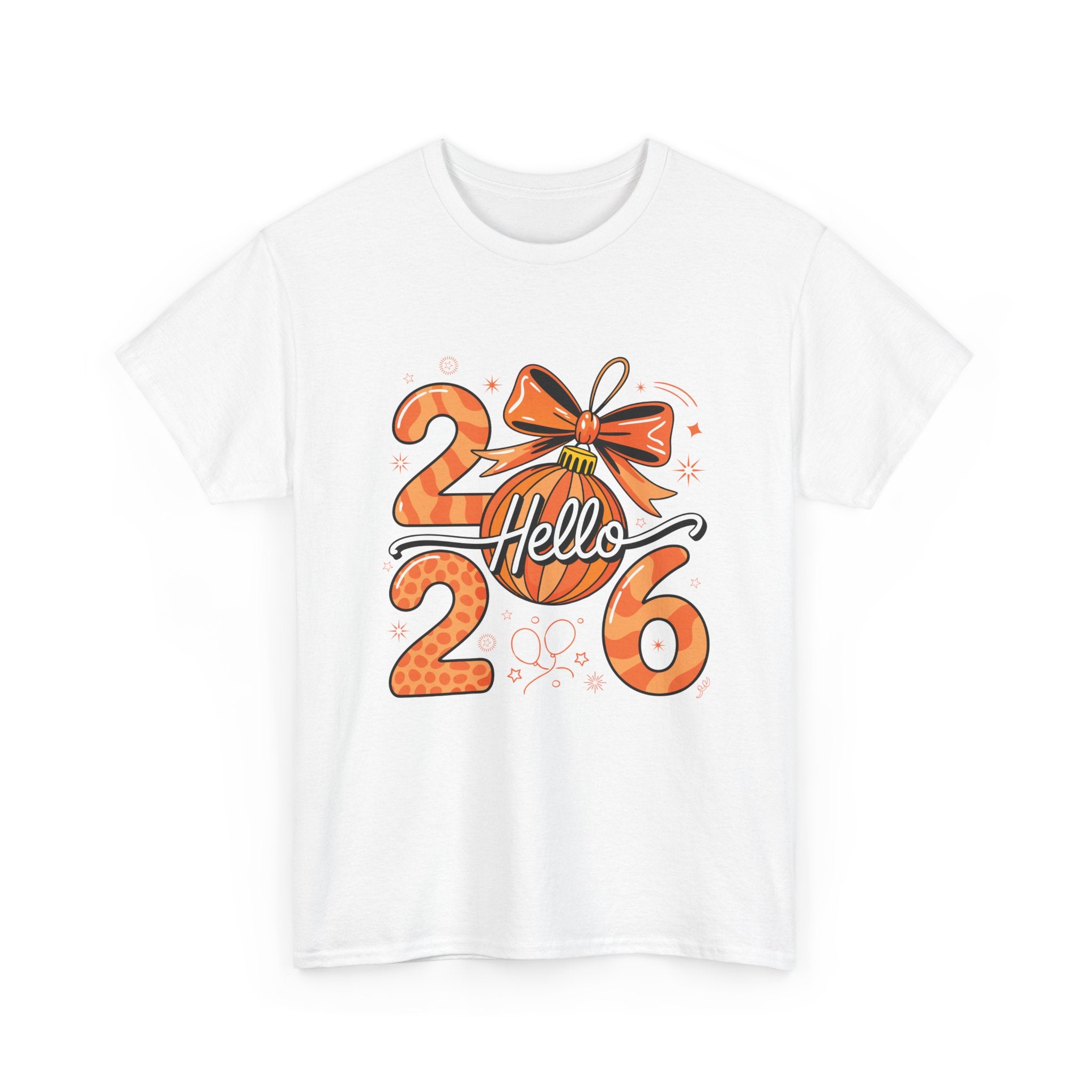 Hello 2026 Christmas Ornament Tee — Festive Orange Holiday Unisex Cotton T-Shirt