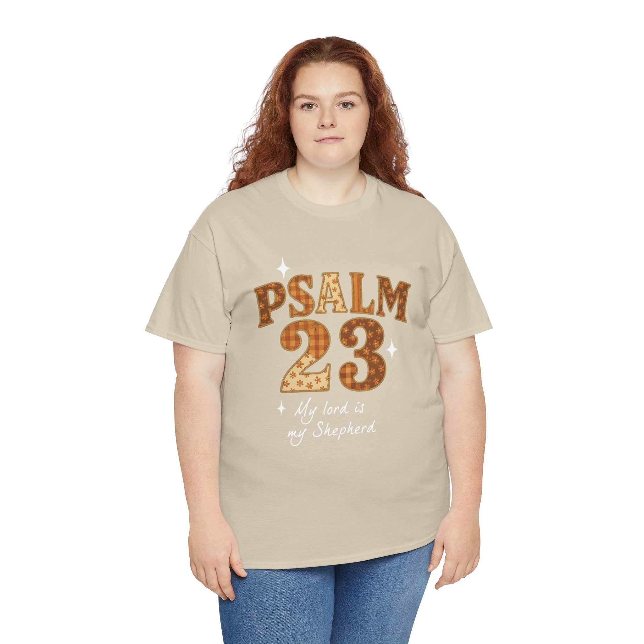 Psalm 23 Floral Tee — “My Lord Is My Shepherd” Stitched-Text Unisex Cotton Tee