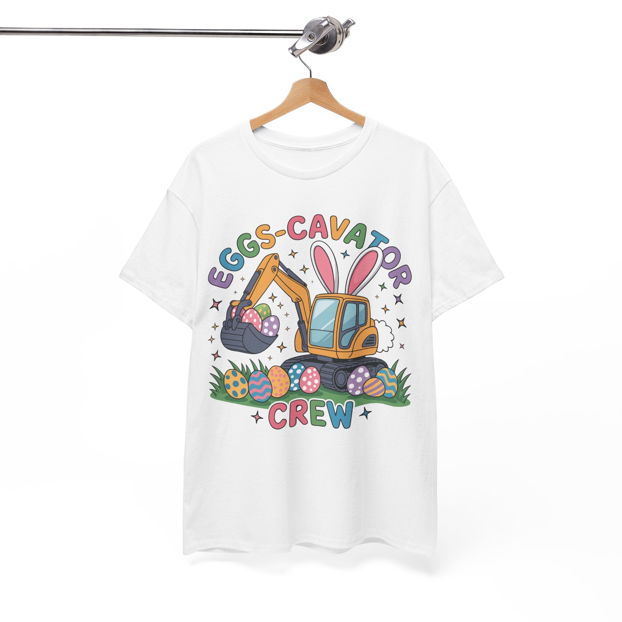 Easter 'Eggs-cavator Crew' Kids Tee — Excavator Bunny & Eggs Unisex Cotton Tee