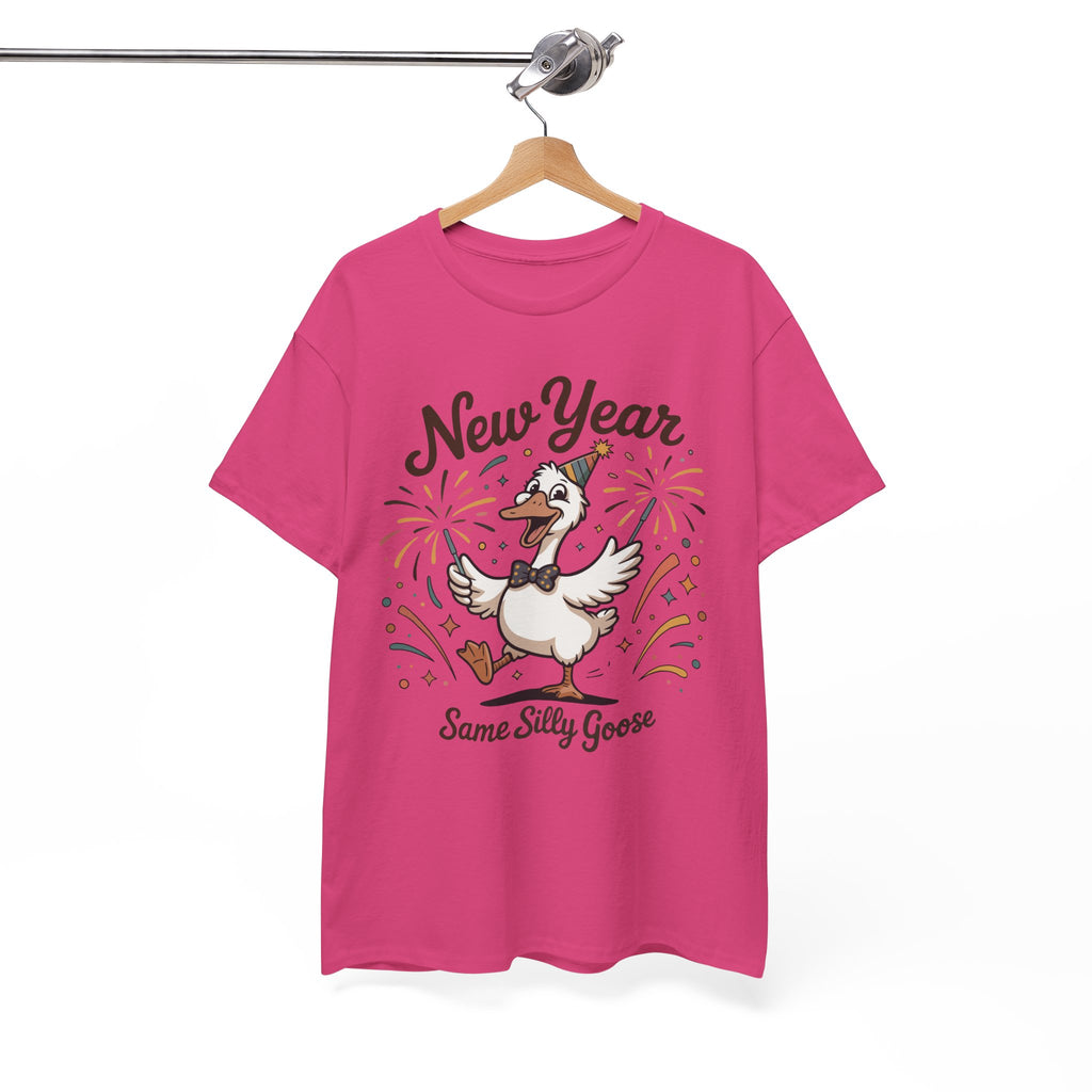 New Year Same Silly Goose T-Shirt — Party Goose Graphic Unisex Cotton Tee