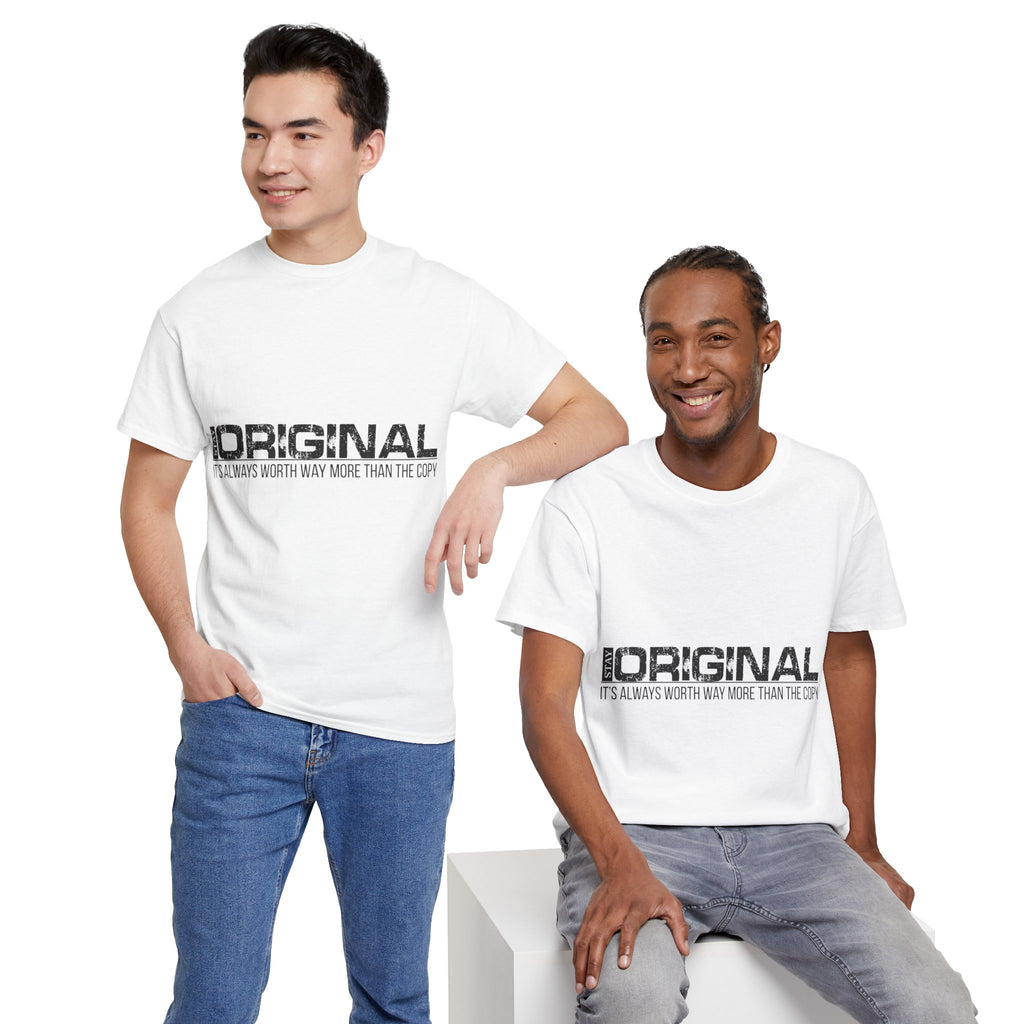 STAY SILENT Minimalist Tee — Vertical Text Black Unisex Cotton Tee