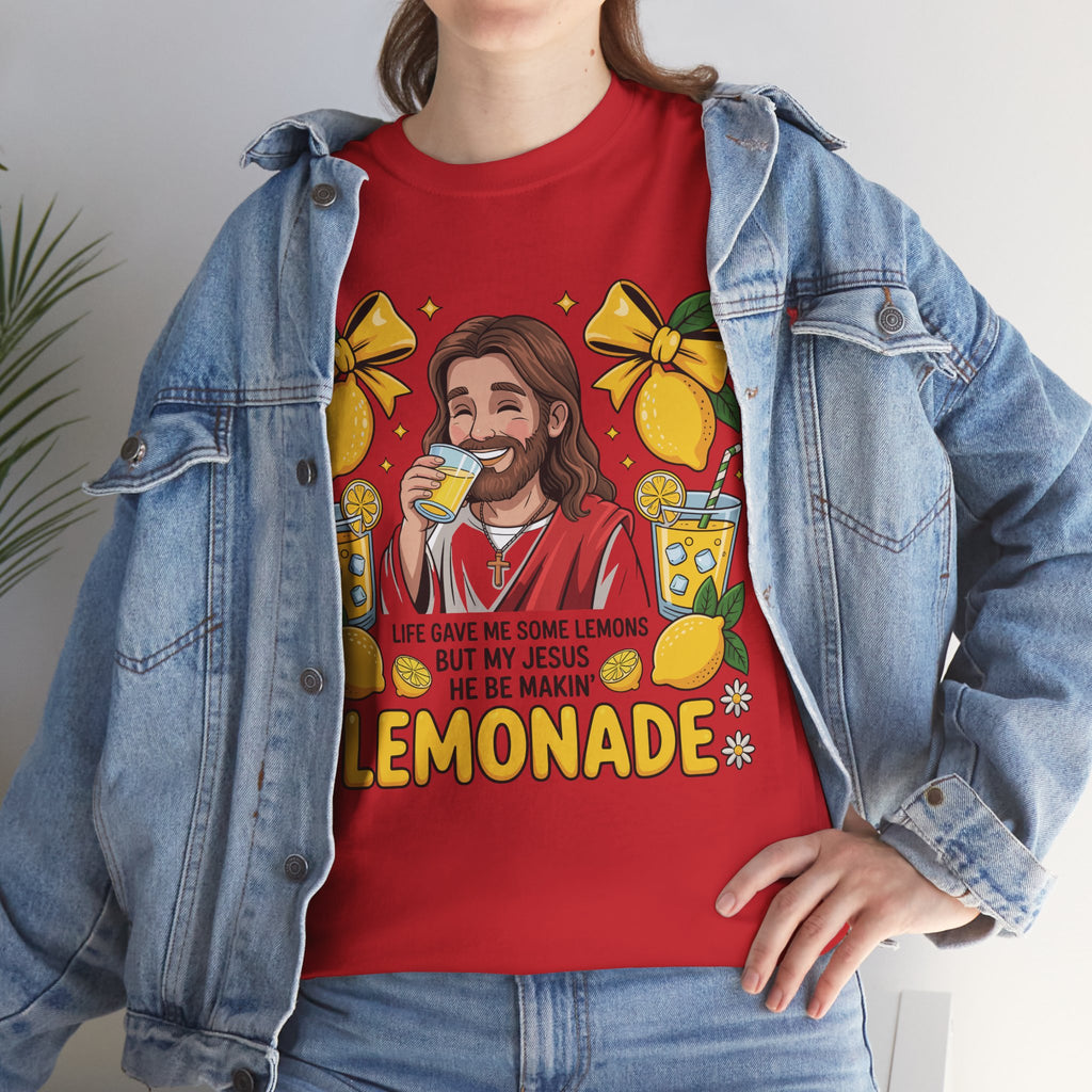 Jesus Drinking Lemonade T-Shirt — "Life Gave Me Some Lemons" Christian Unisex Cotton Tee