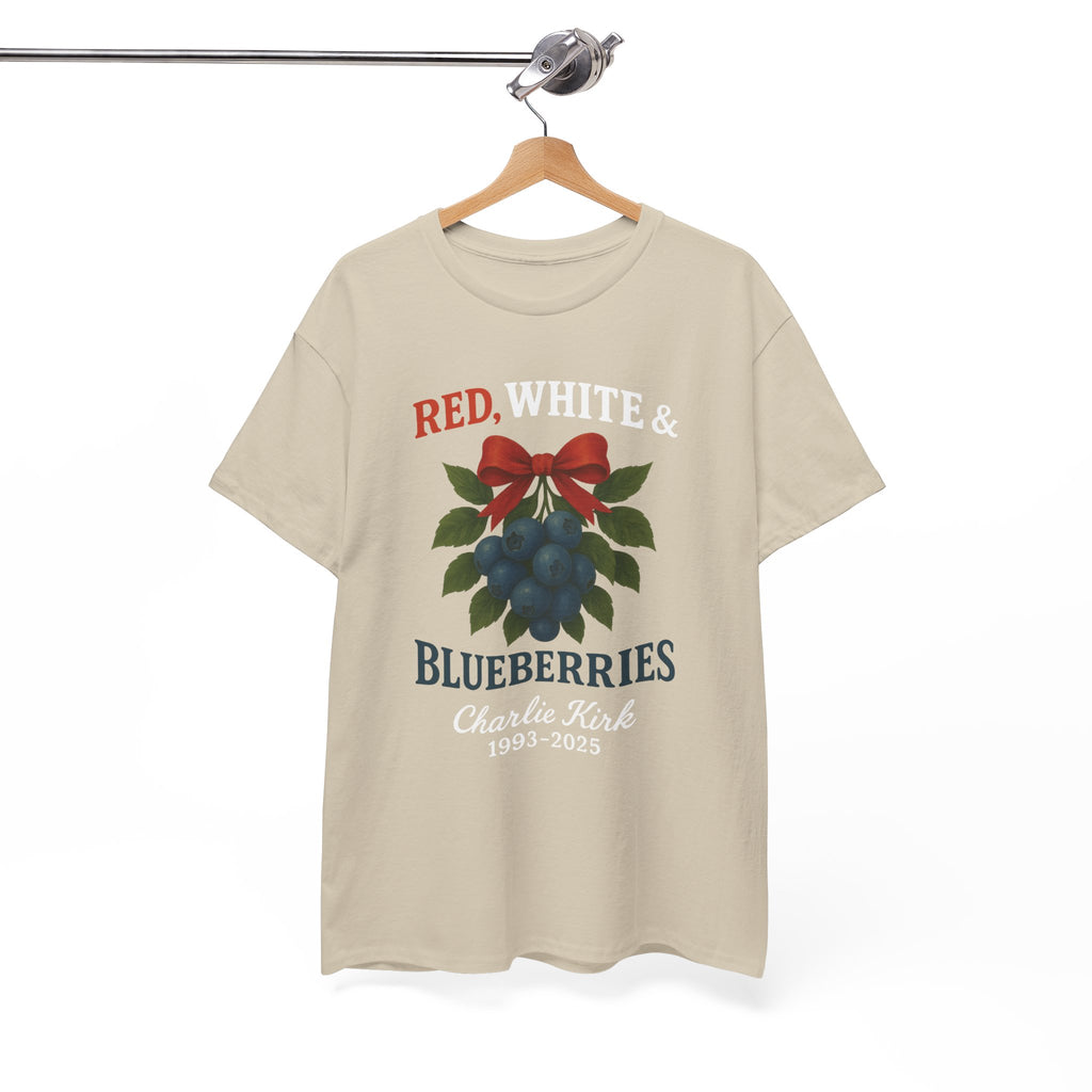 Red, White & Blueberries T-Shirt — Patriotic Blueberry Graphic Unisex Cotton Tee