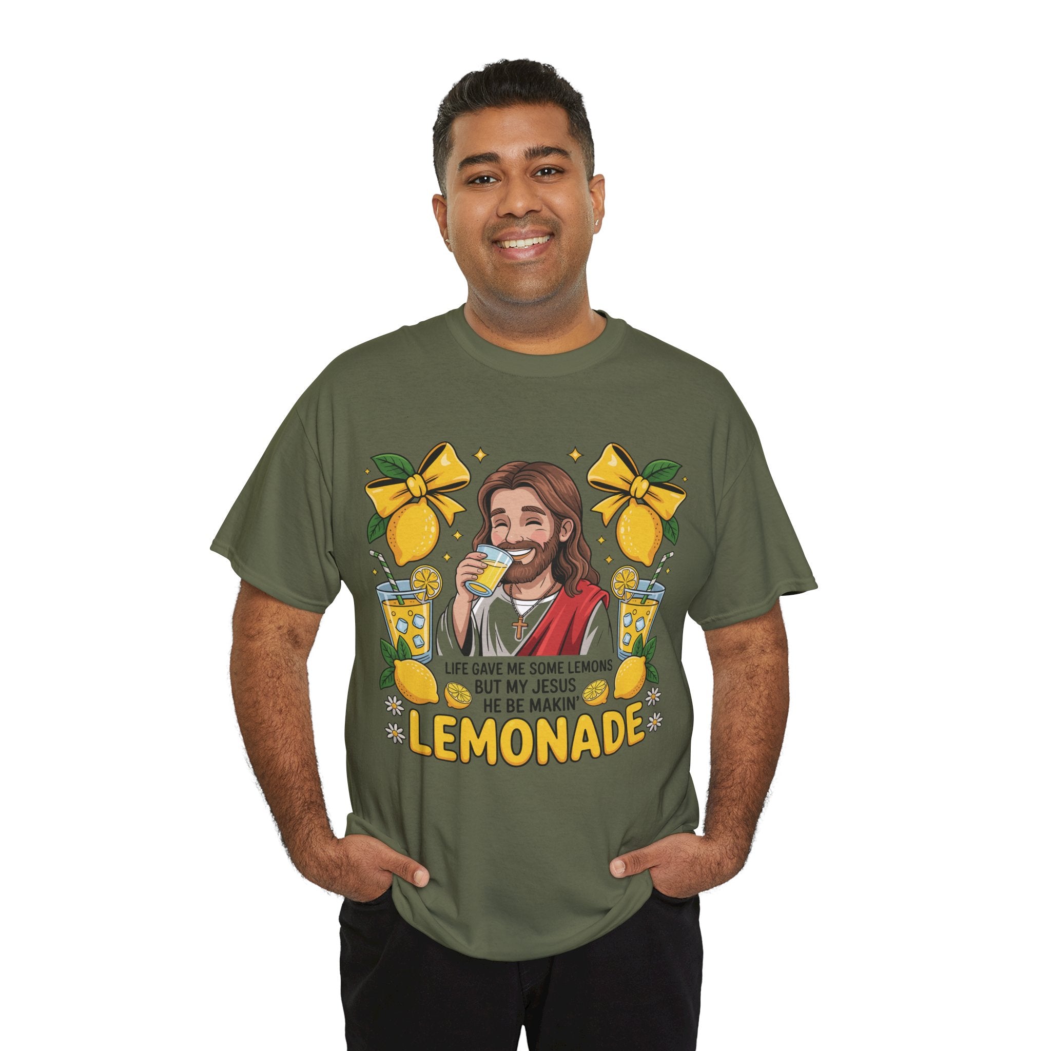 Jesus Drinking Lemonade T-Shirt — "Life Gave Me Some Lemons" Christian Unisex Cotton Tee
