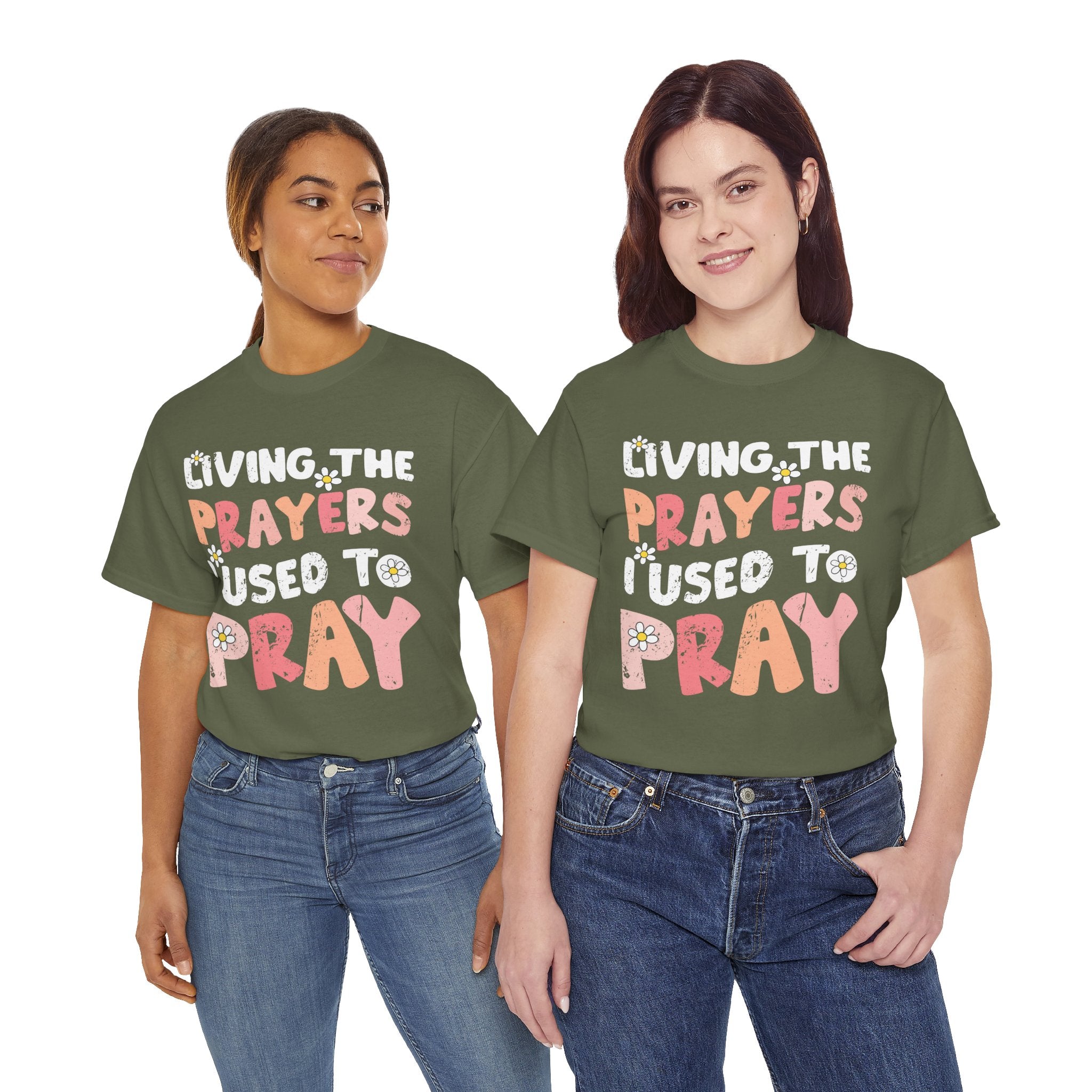 “Living the Prayers I Used to Pray” Daisy Unisex Cotton T-Shirt