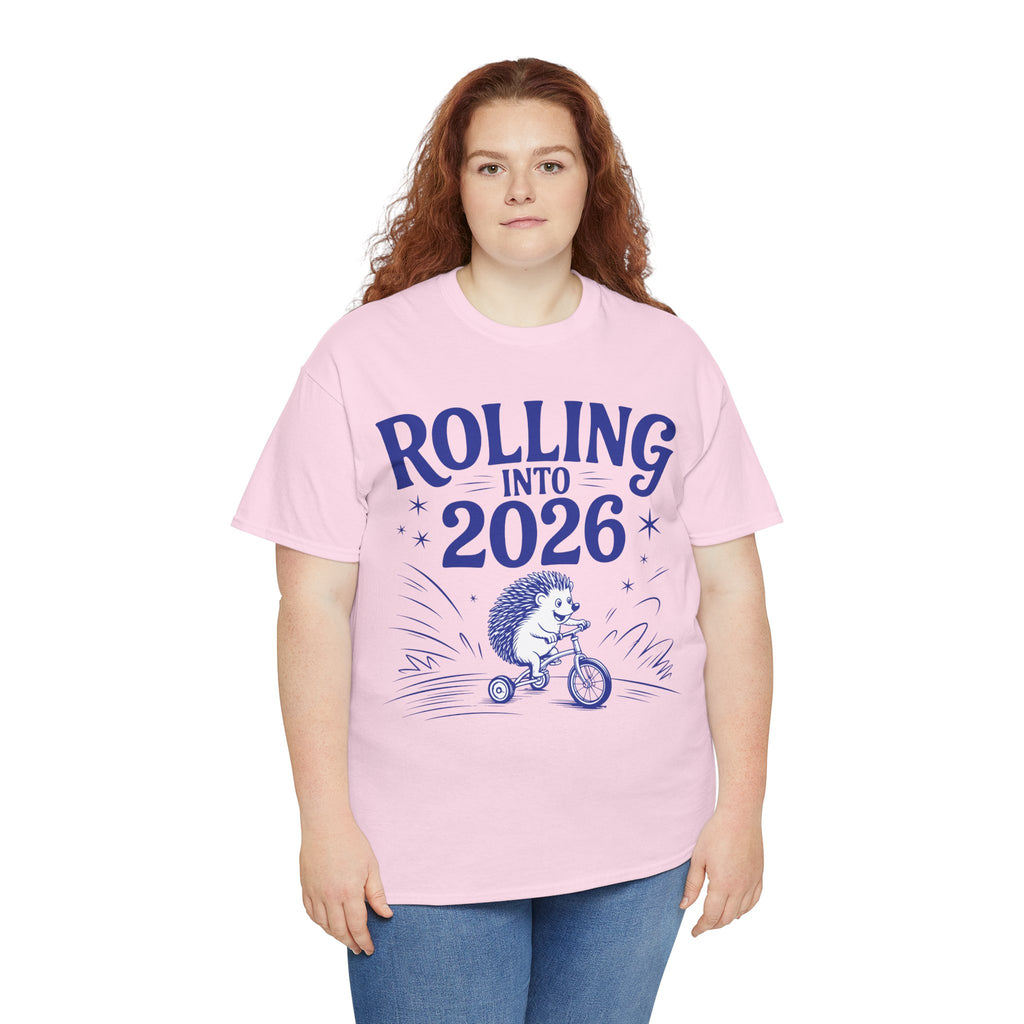 Rolling Into 2026 Hedgehog Tricycle Unisex Cotton Tee