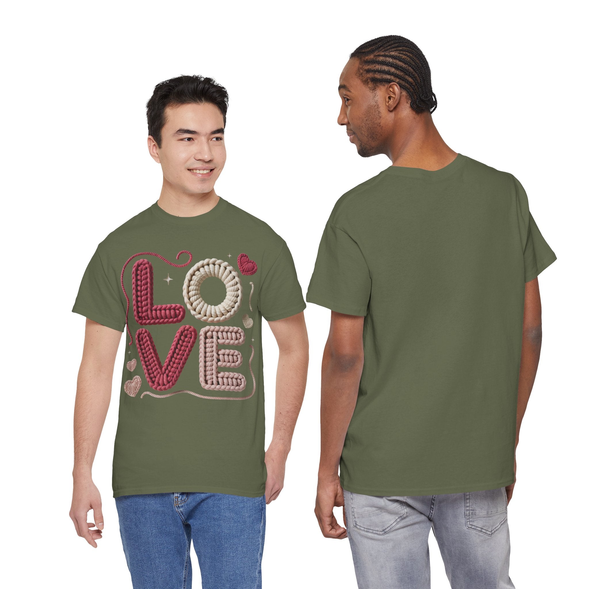 LOVE Faux Yarn Heart Unisex Cotton Tee