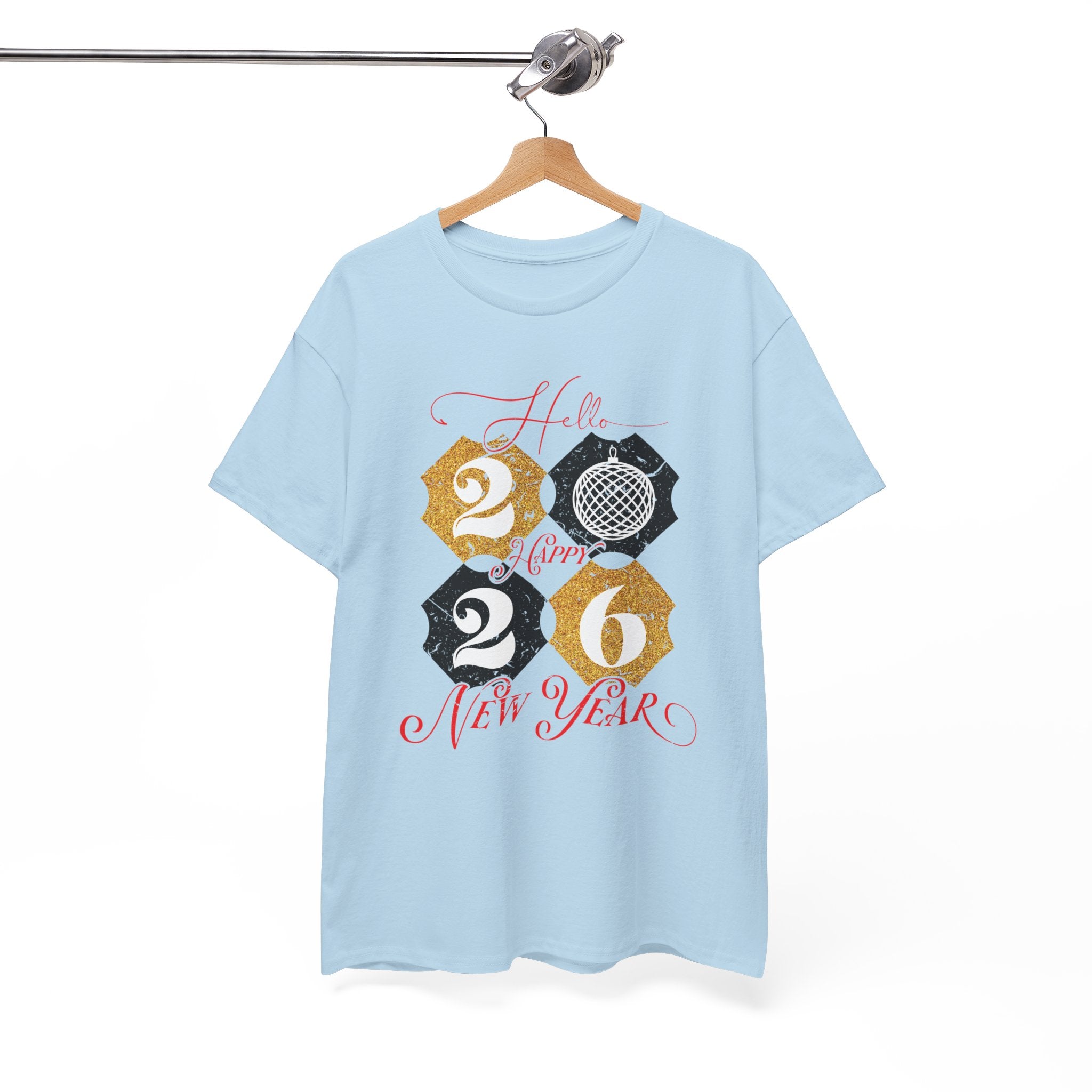 2026 Happy New Year Pink Varsity Tee — Fireworks Party Graphic.Unisex Cotton Tee