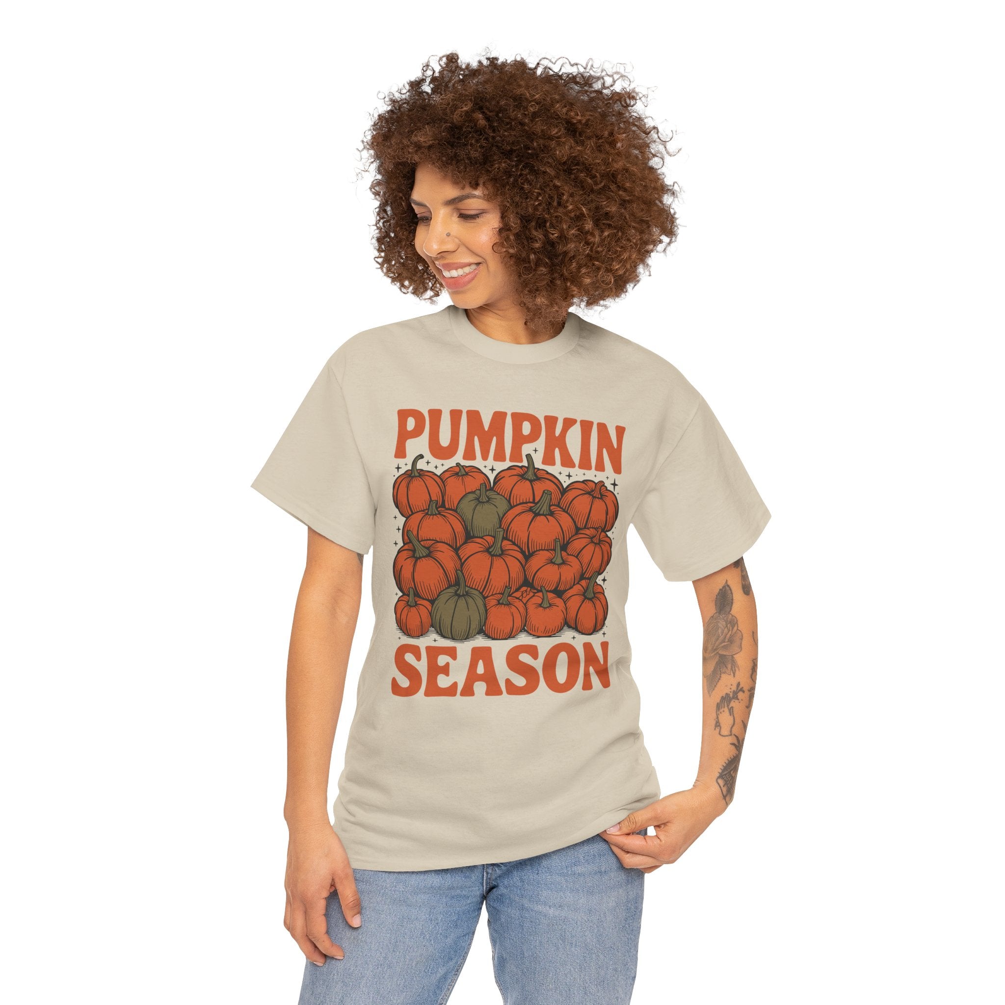 Pumpkin Season Tee — Fall Pumpkin Pile Unisex Cotton Tee