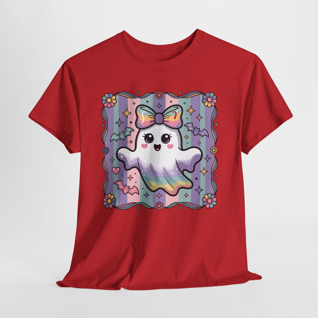 Pastel Ghost Rainbow Bow Unisex Cotton Tee