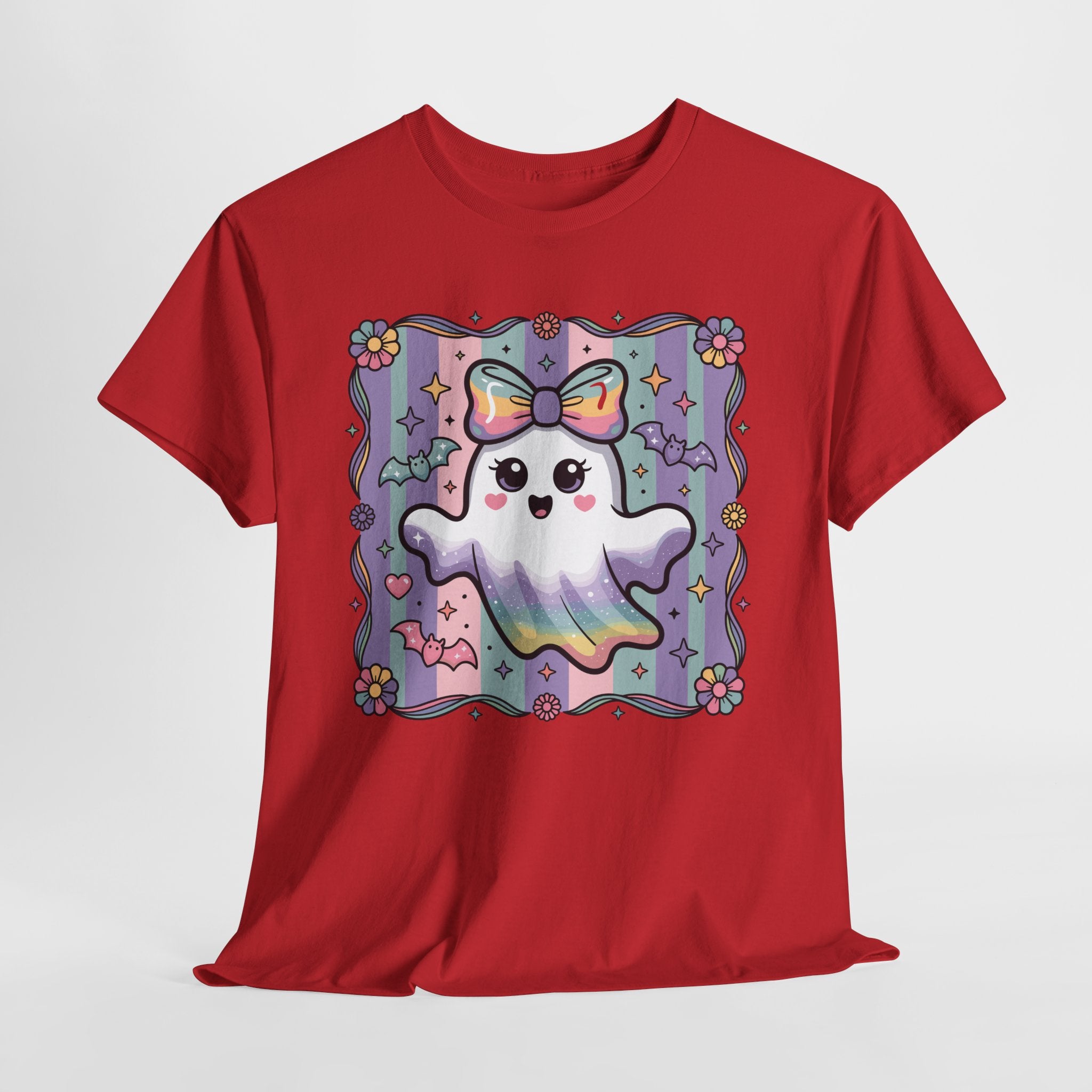 Pastel Ghost Rainbow Bow Unisex Cotton Tee
