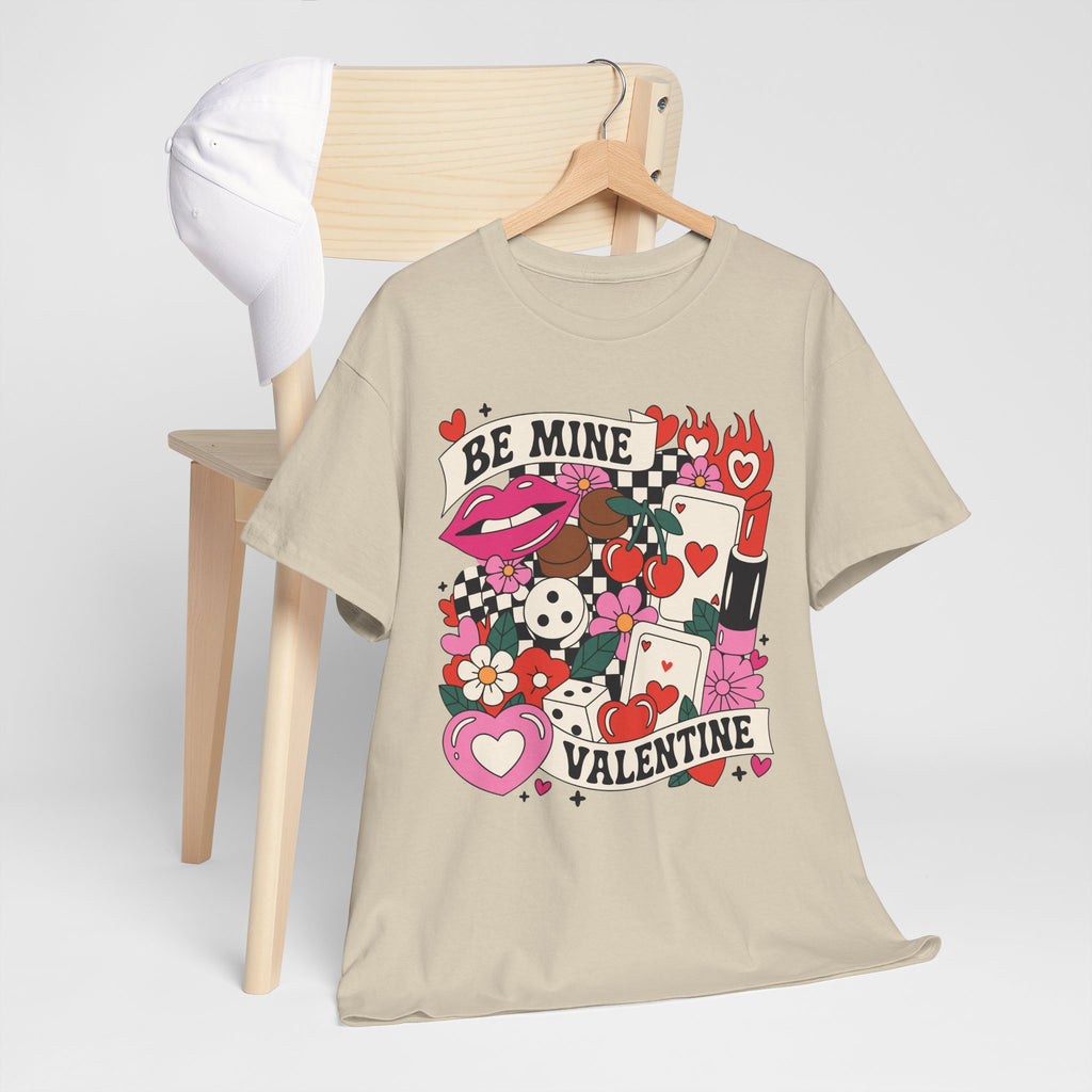 Be Mine Valentine Pop-Art Tee — Lips, Cherries & Retro Valentine Collage...Unisex Cotton Tee