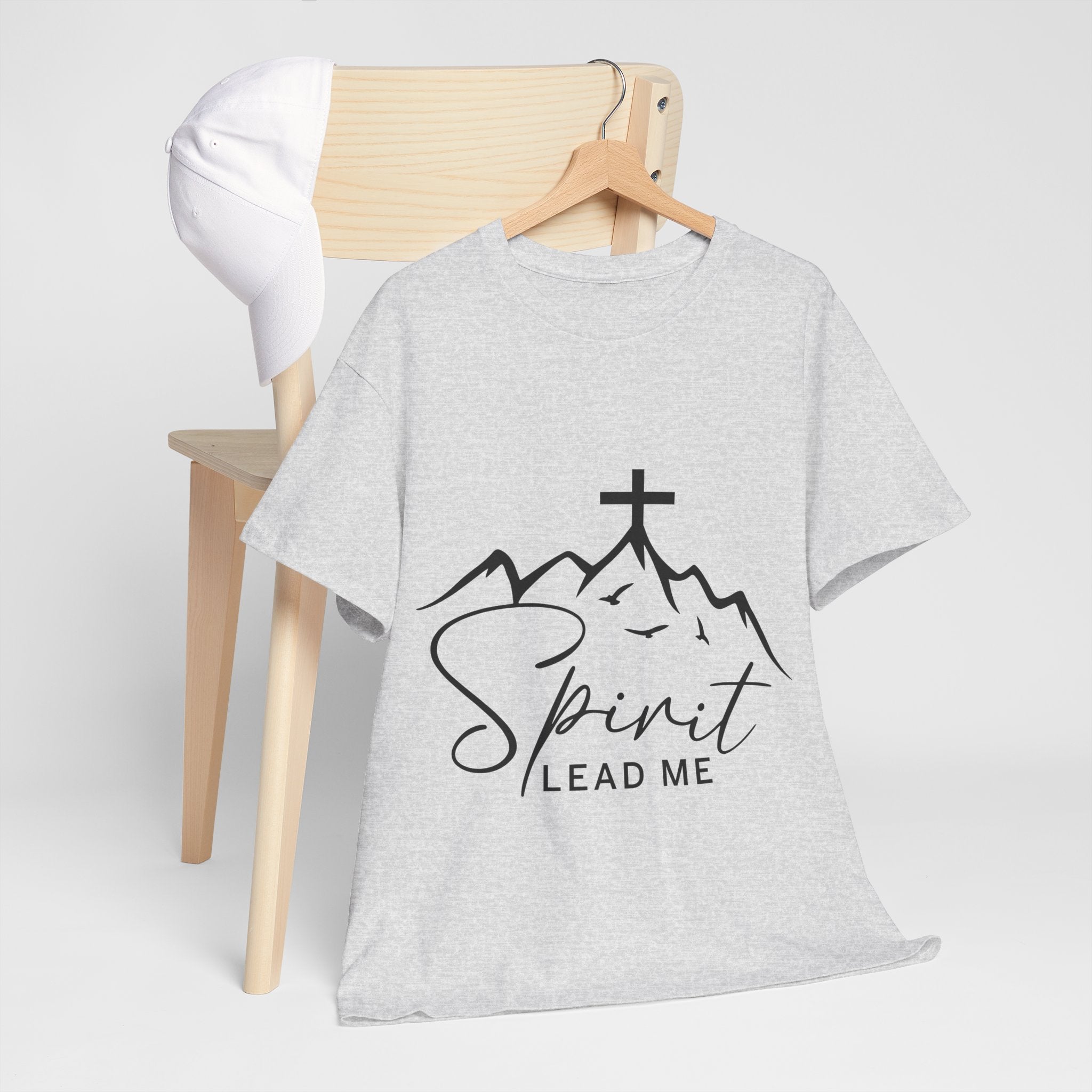 Spirit Lead Me Christian T‑Shirt — Minimalist Cross Unisex Cotton Tee