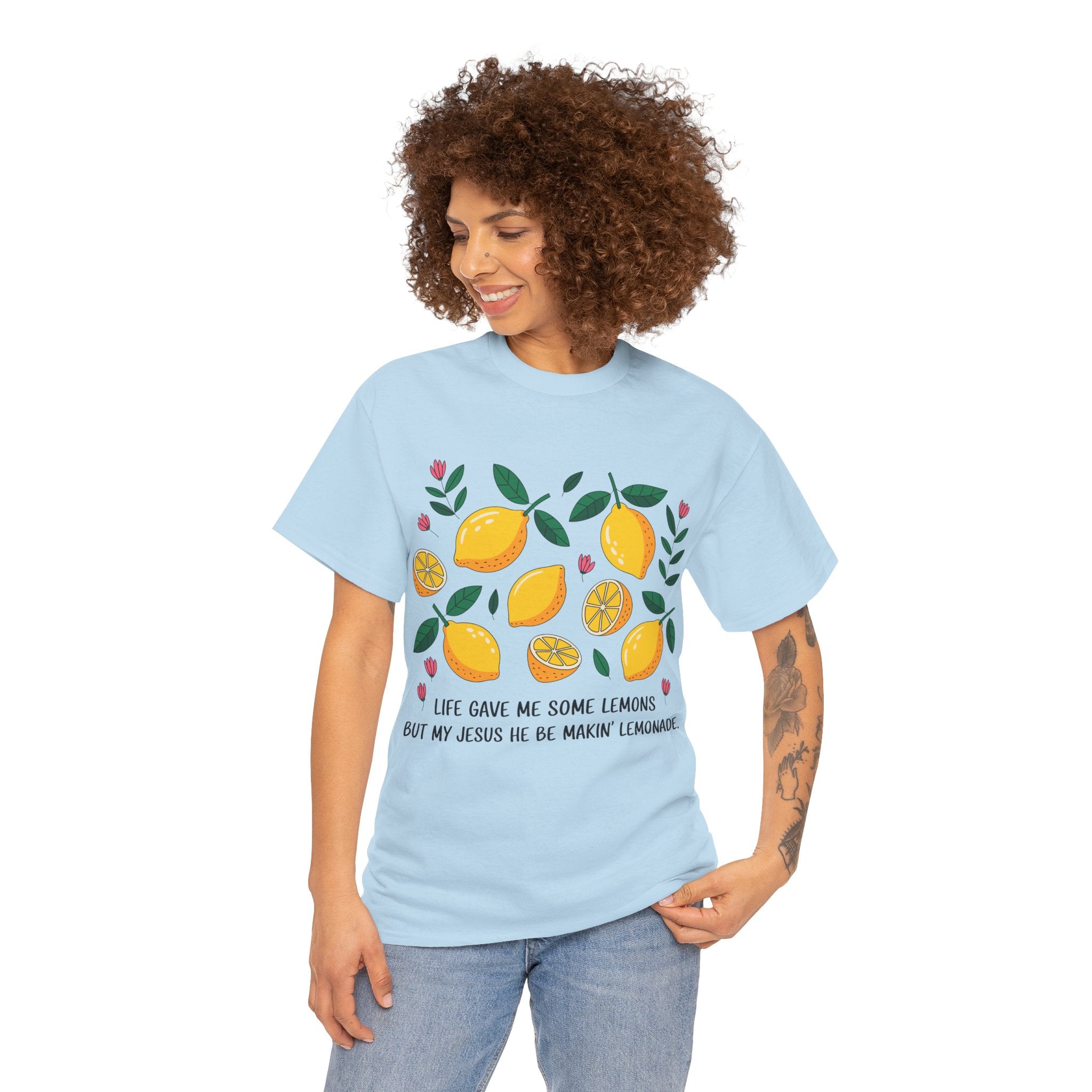 Christian Lemonade Tee — "Life gave me some lemons but my Jesus he be makin’ lemonade"Unisex Cotton Tee
