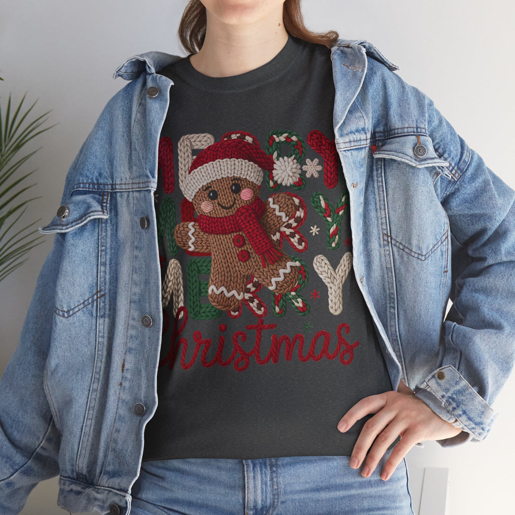 Merry Merry Merry Christmas Gingerbread Unisex Cotton Tee