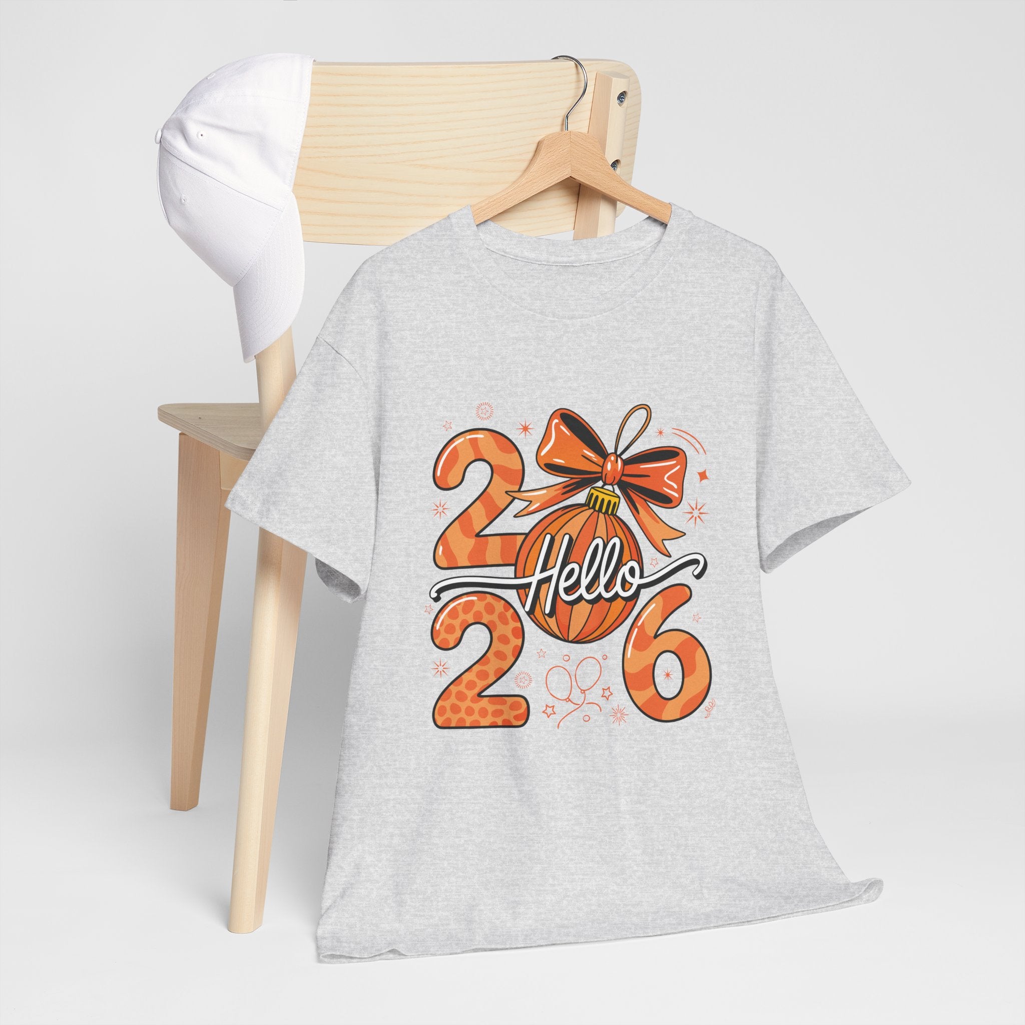 Hello 2026 Christmas Ornament Tee — Festive Orange Holiday Unisex Cotton T-Shirt