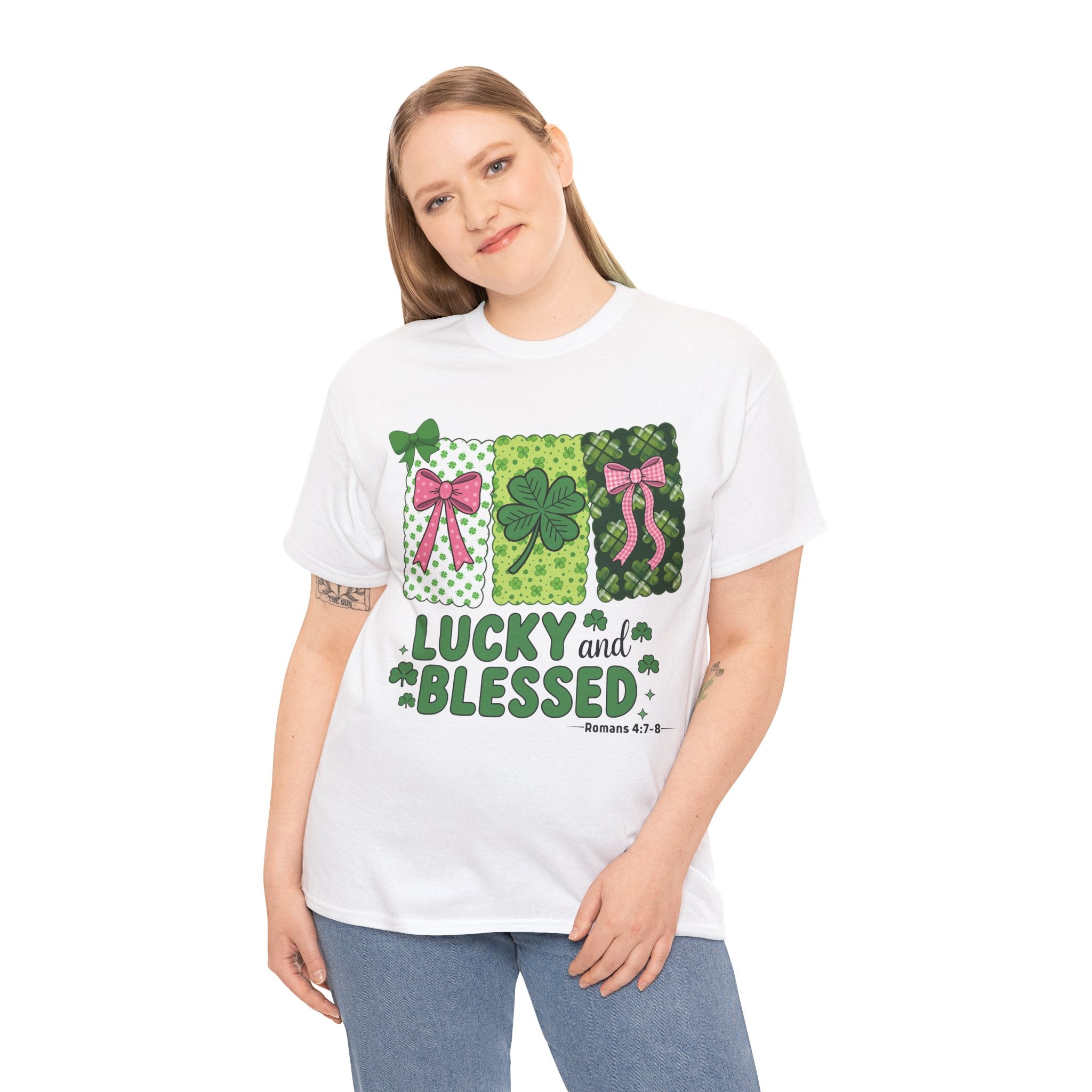 Lucky and Blessed Clover Unisex Cotton Tee