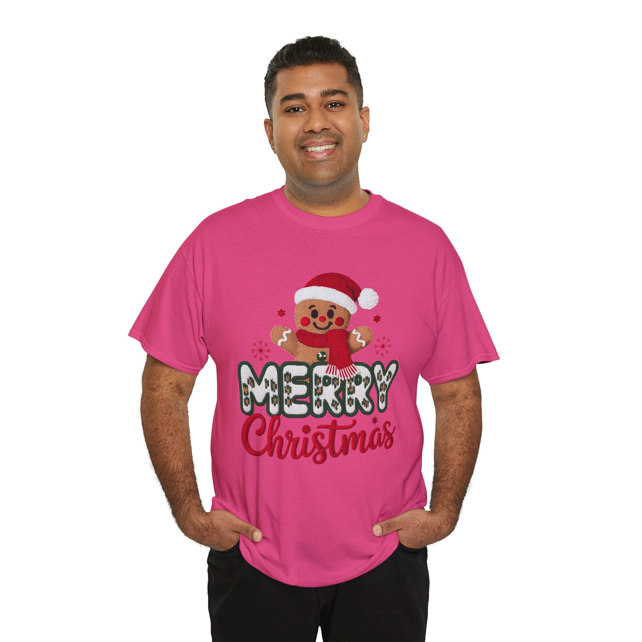 Gingerbread Santa 'Merry Christmas' Unisex Cotton Tee T-Shirt