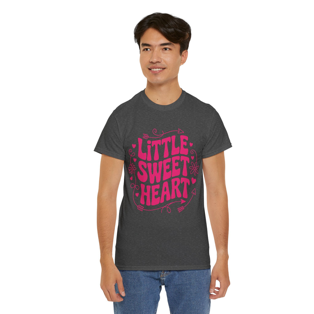 Little Sweetheart Retro Tee — Cute Red Hearts & Flowers Graphic Unisex Cotton Tee
